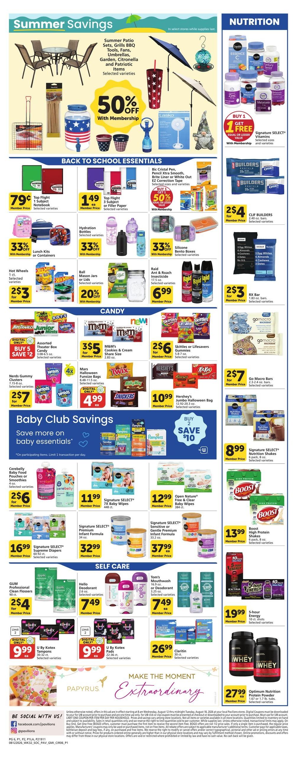 Pavilions (CA) Weekly Ad August 12 - 18, 2026