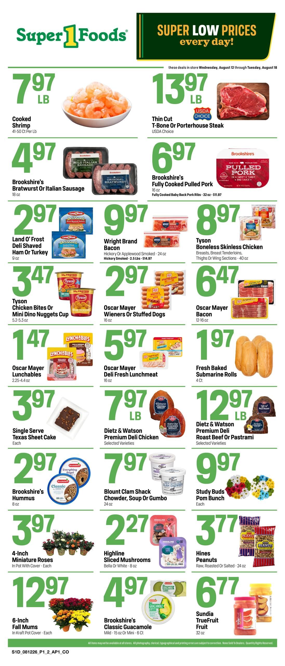 Super 1 Foods & Discount Pharmacy (Basile Area, LA) Hot Sheet Weekly Weekly Ad August 12 - 18, 2026