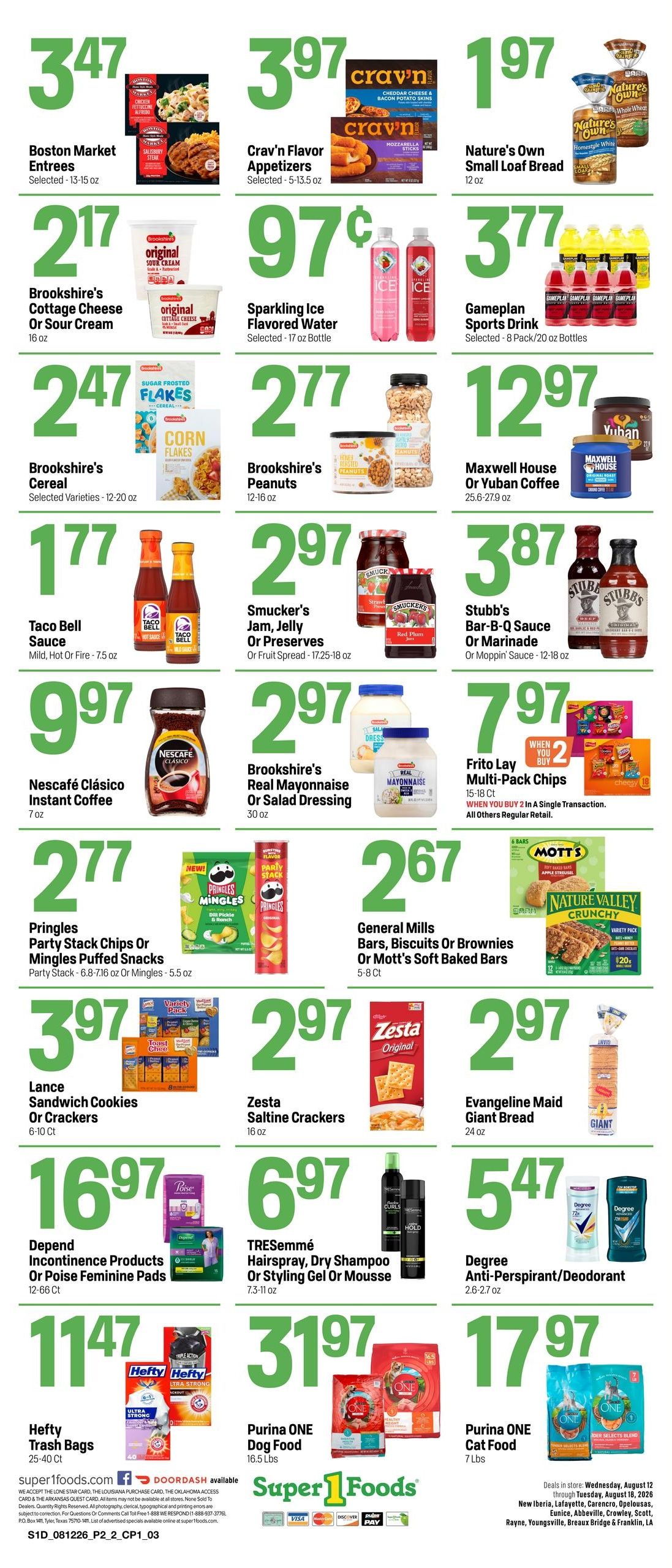 Super 1 Foods & Discount Pharmacy (Basile Area, LA) Hot Sheet Weekly Weekly Ad August 12 - 18, 2026