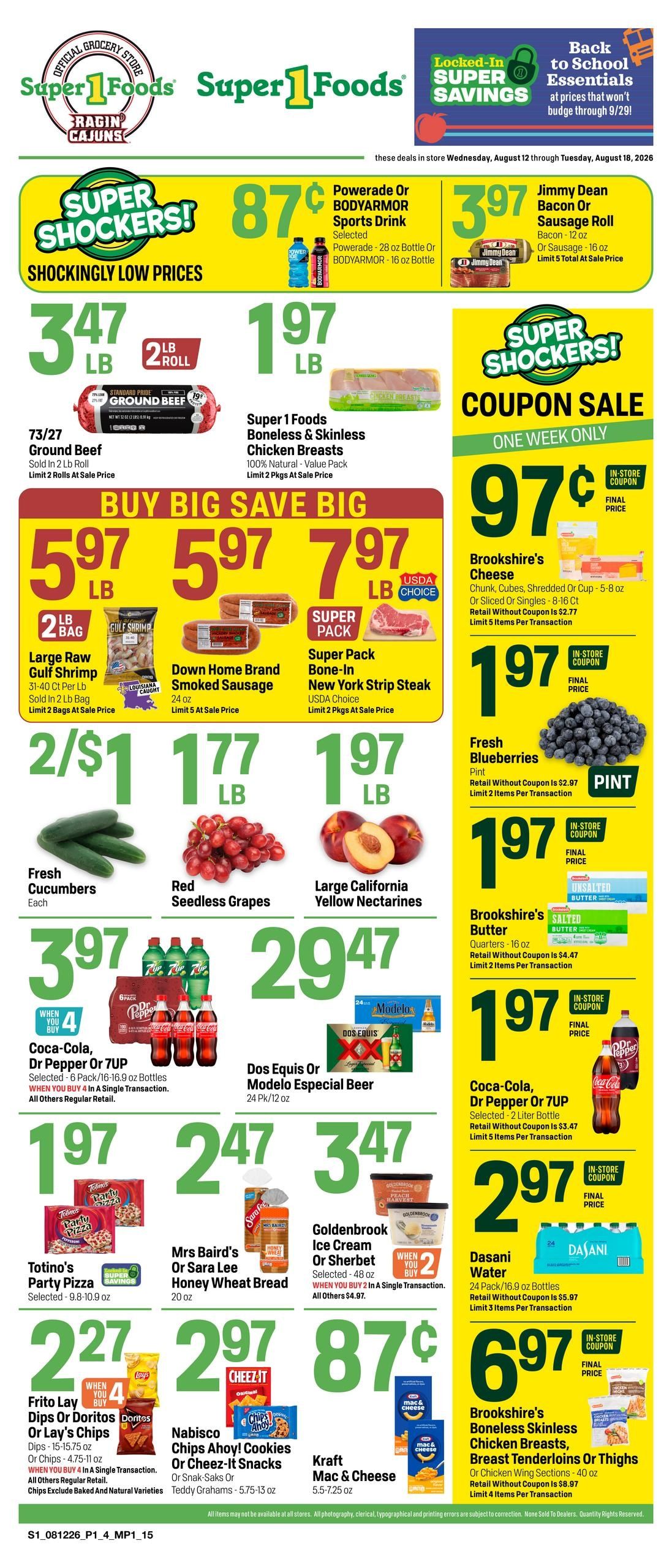 Super 1 Foods & Discount Pharmacy (Mamou–Eunice Area, LA) Weekly Ad August 12 - 18, 2026