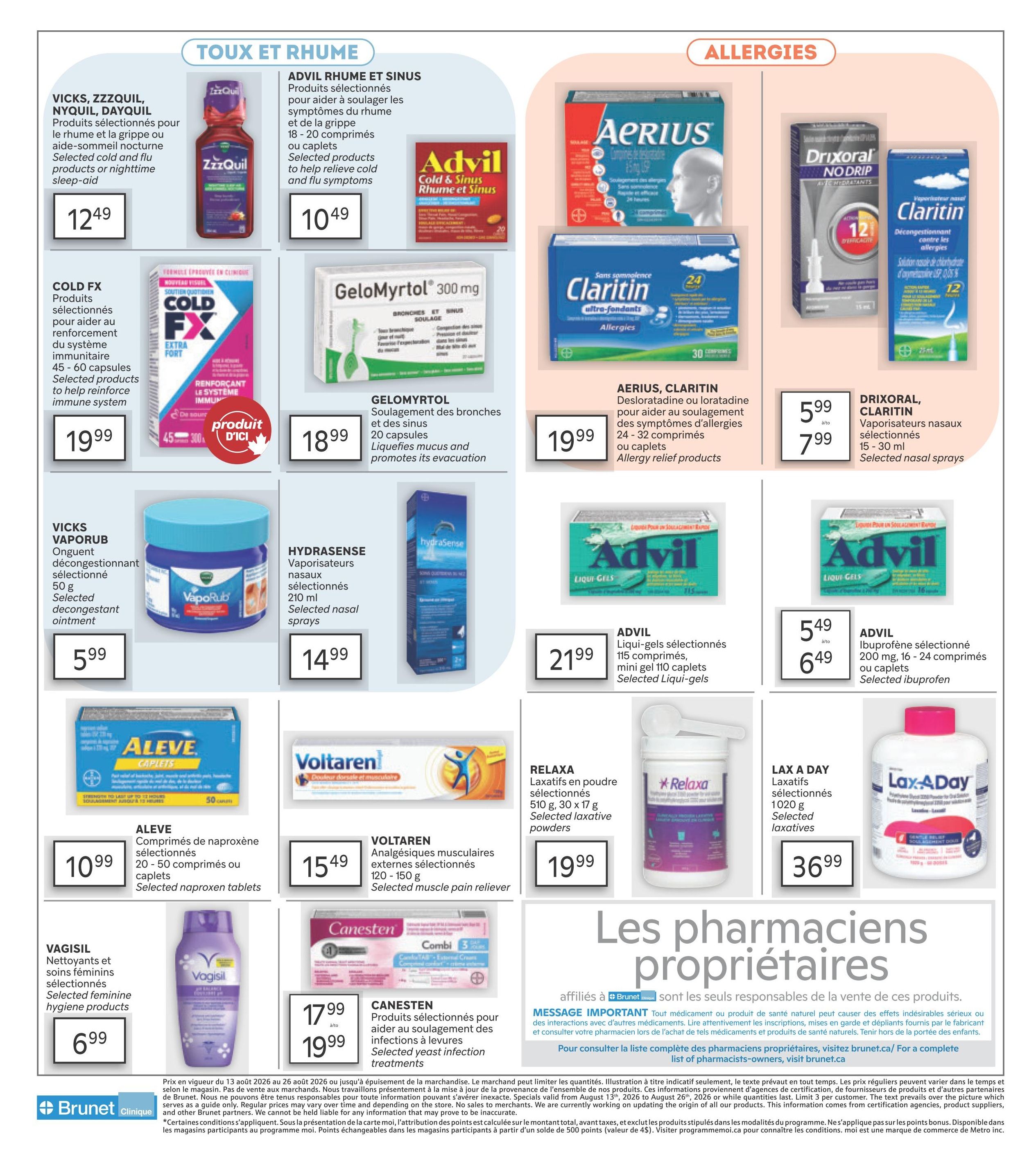 Brunet Clinique Flyer August 13 to 26