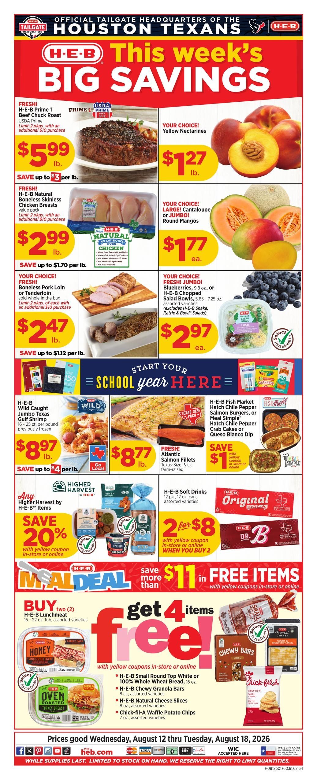 H-E-B (Rosenberg–Fulshear Area, TX) Weekly Ad August 12 - 18, 2026