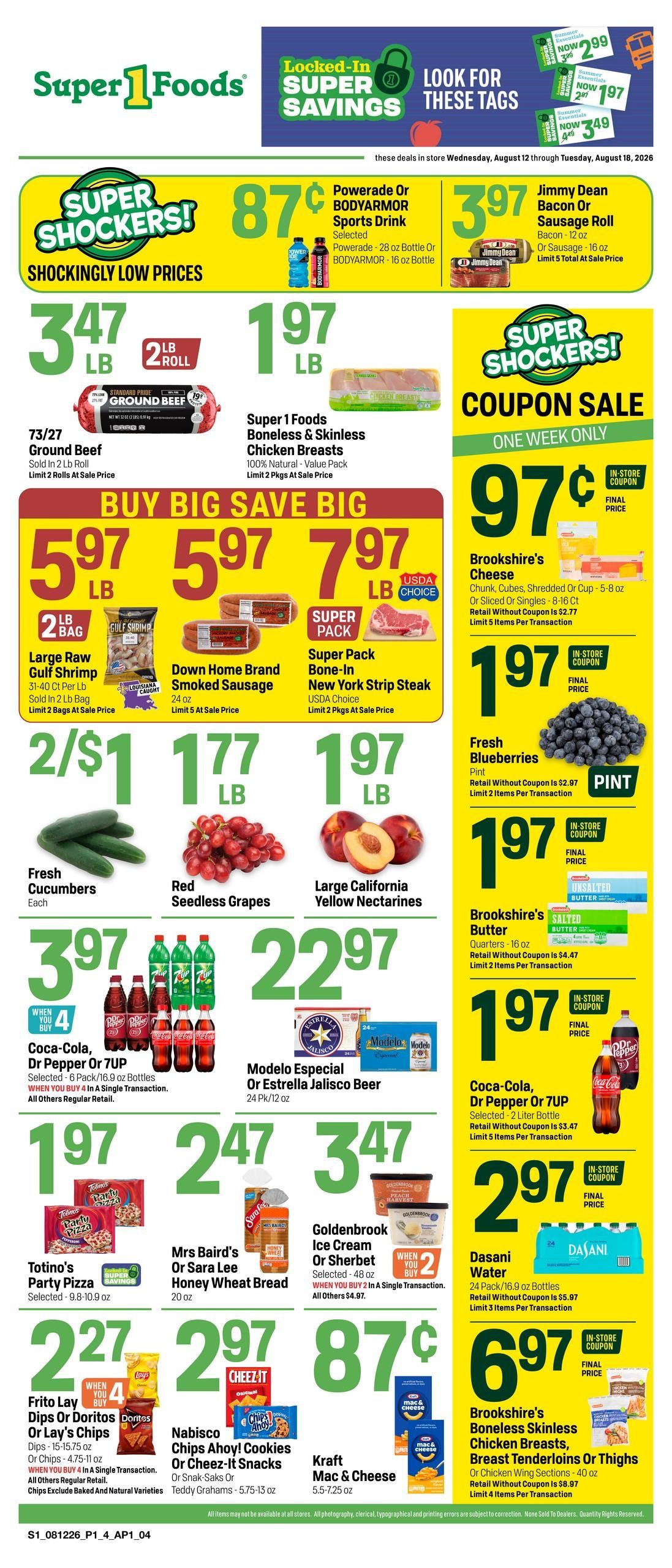 Super 1 Foods & Discount Pharmacy (Tyler–Chandler Area, TX) Weekly Ad August 12 - 18, 2026