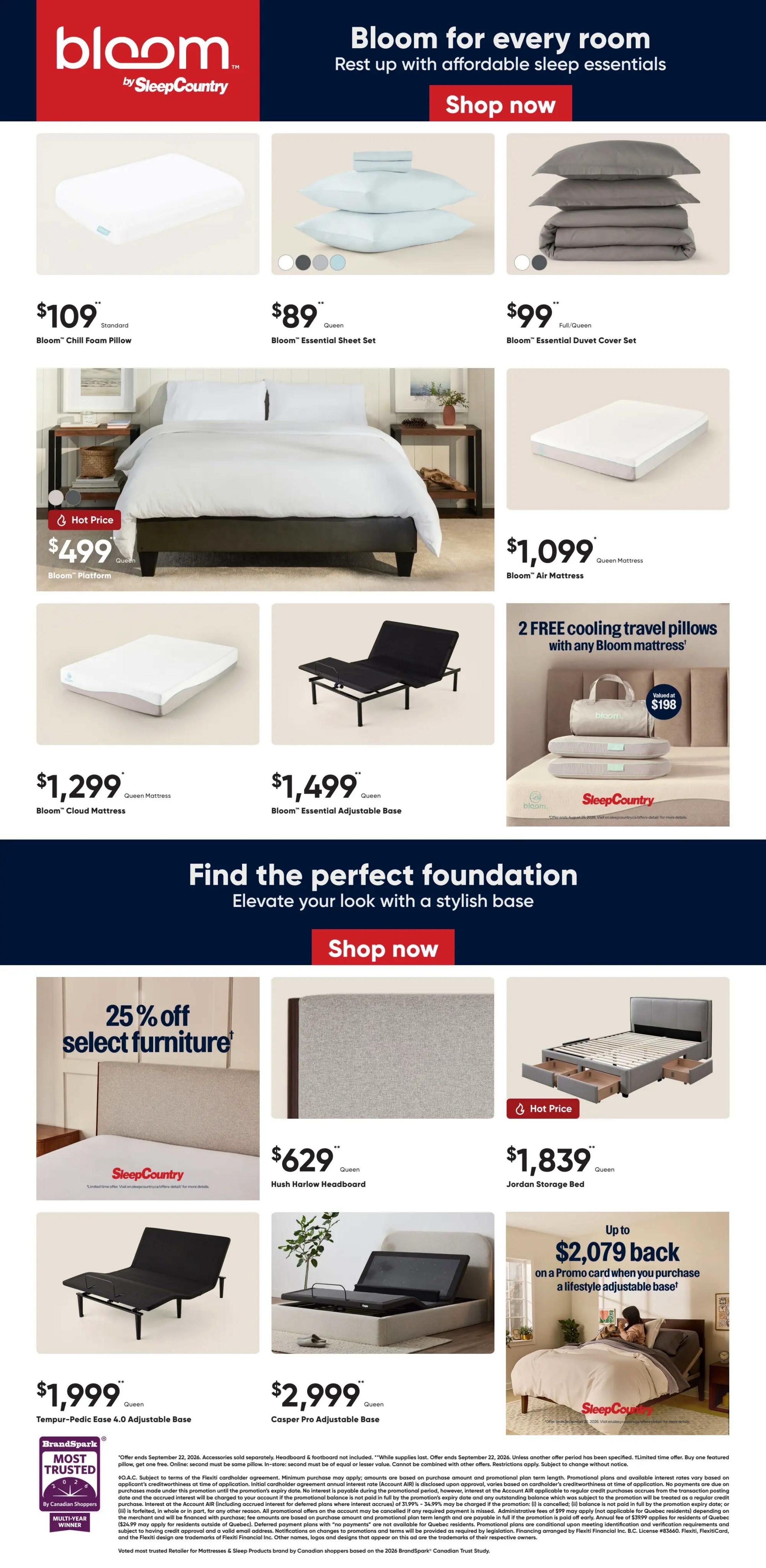 Sleep Country Flyer August 12 to 27