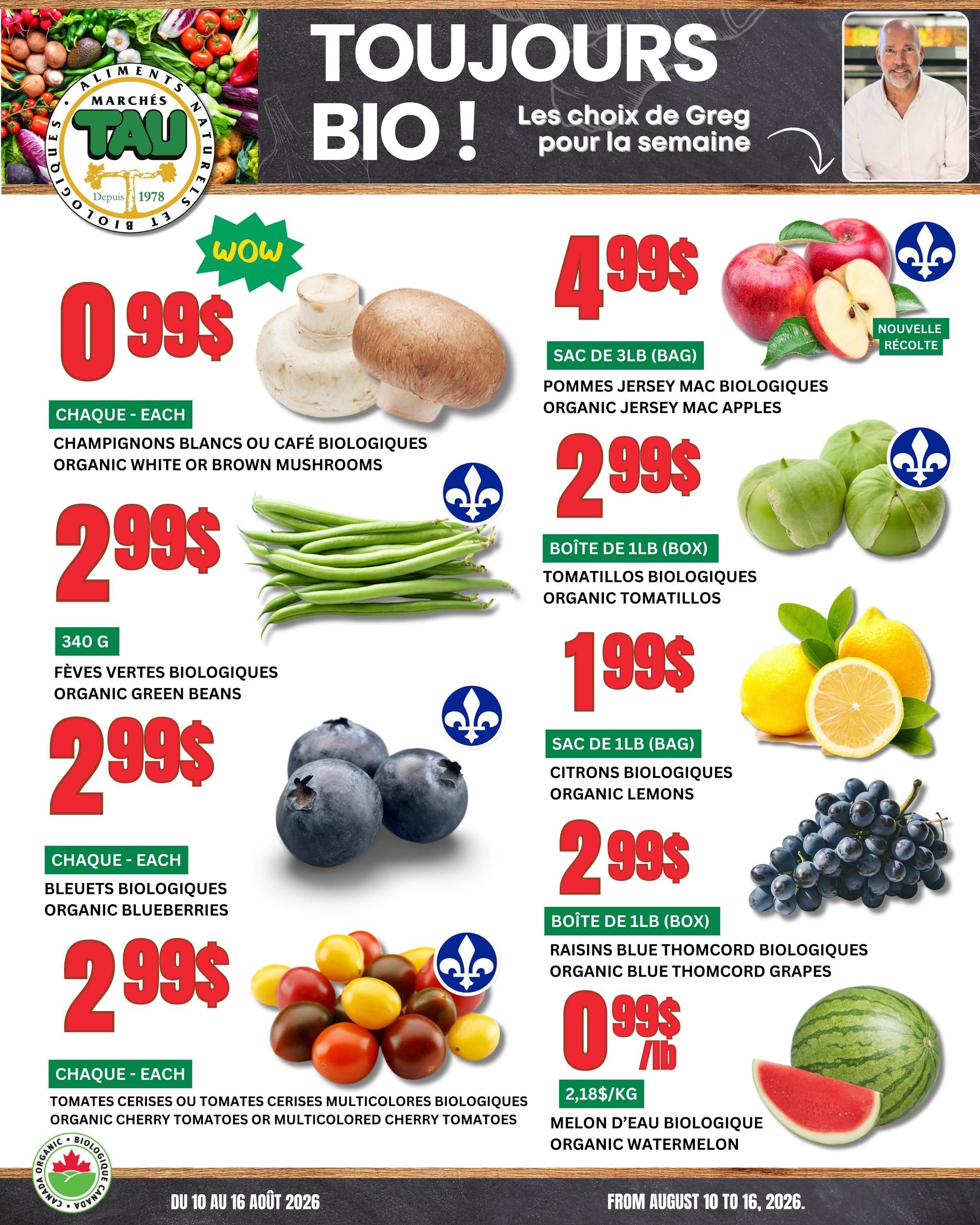 Marches Tau Produce Flyer August 10 to 16