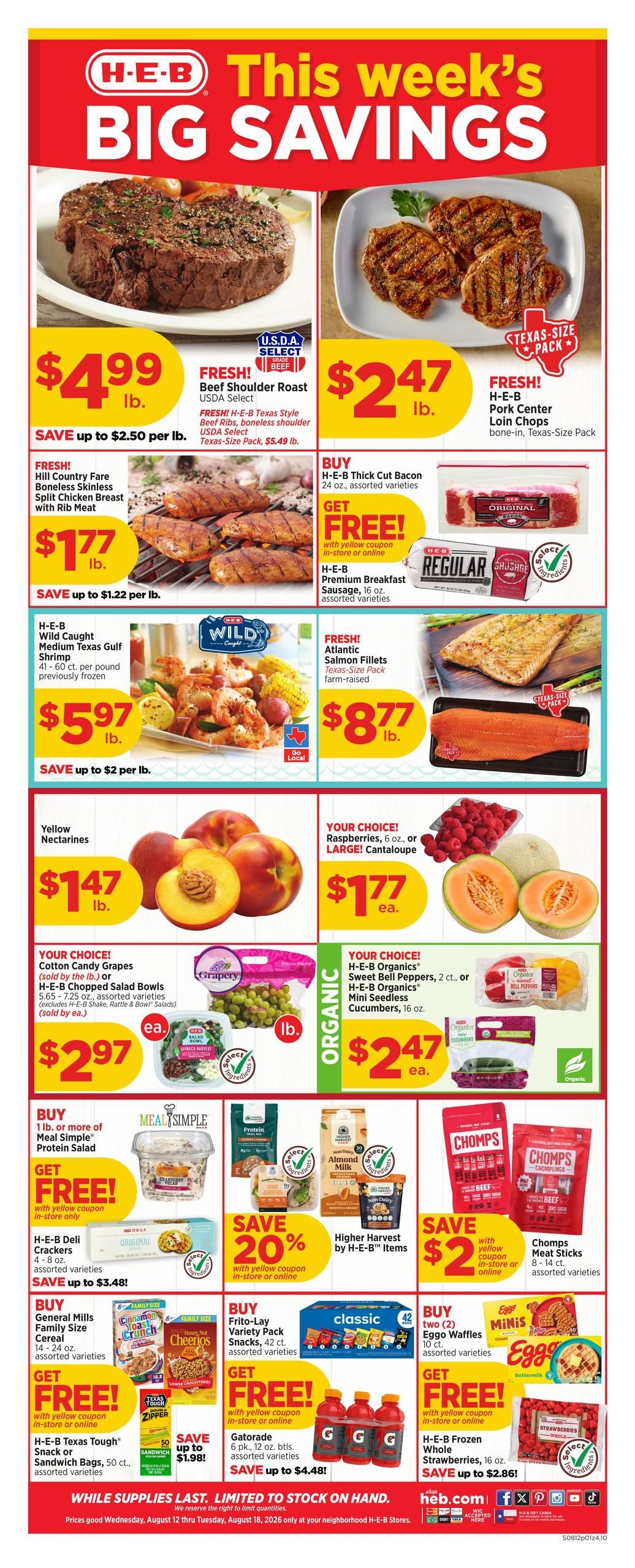 H-E-B (TX) Weekly Ad August 12 - 18, 2026