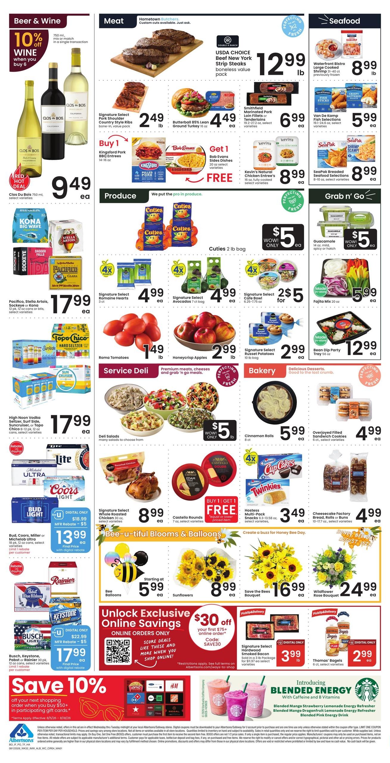 Albertsons (Idaho Falls–Ashton Area, ID) Bonus Online Savings Weekly Ad August 12 - 18, 2026