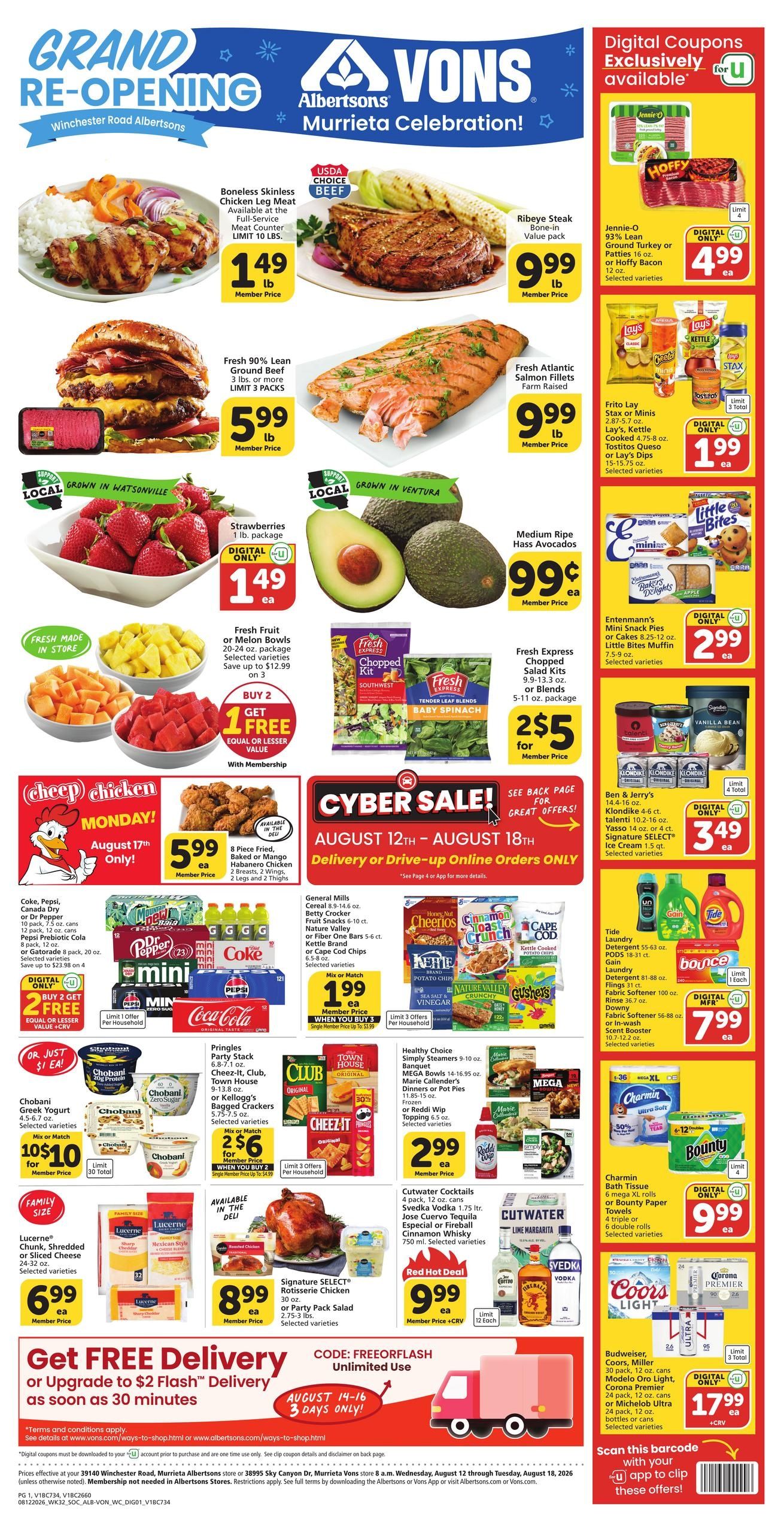 Vons (Murrieta Area, CA) Weekly Ad August 12 - 18, 2026