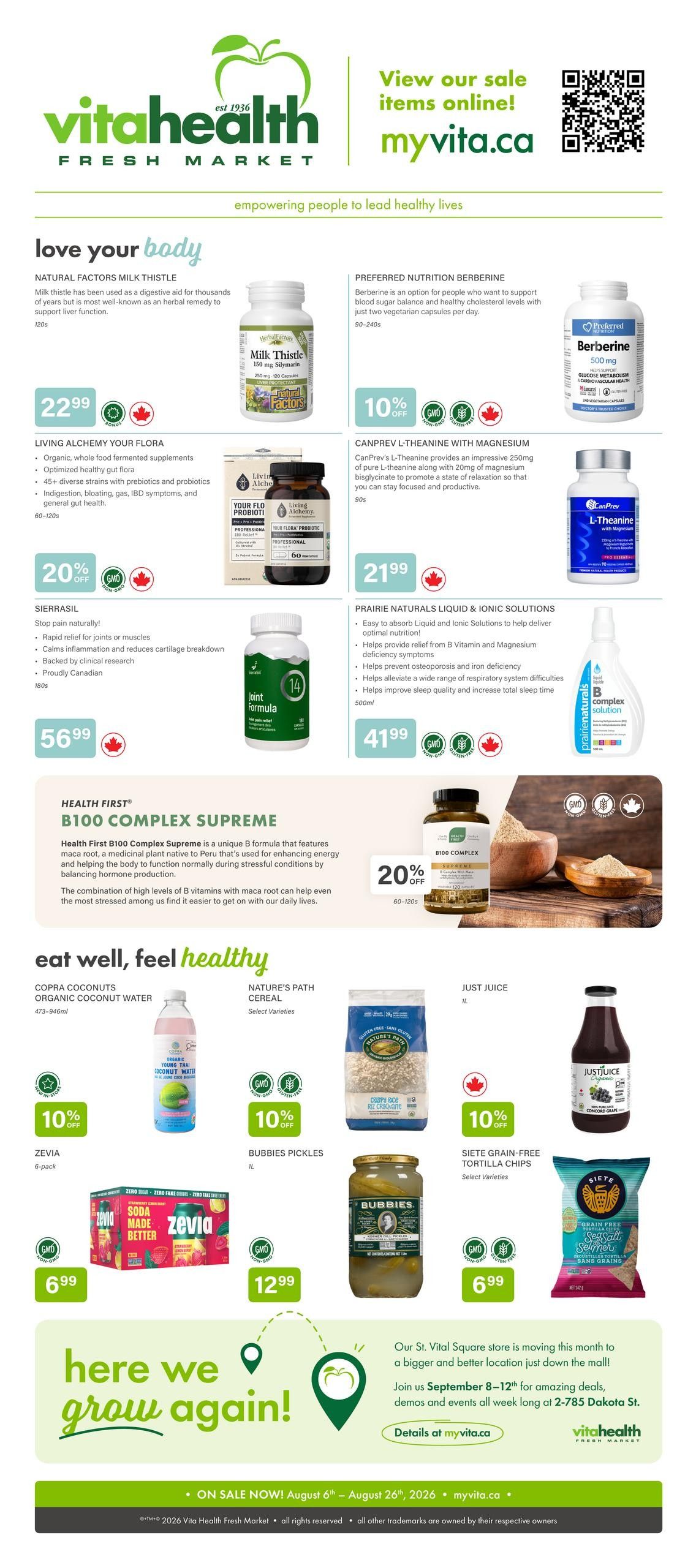 Vita Health Fresh Market Flyer August 6 to 26