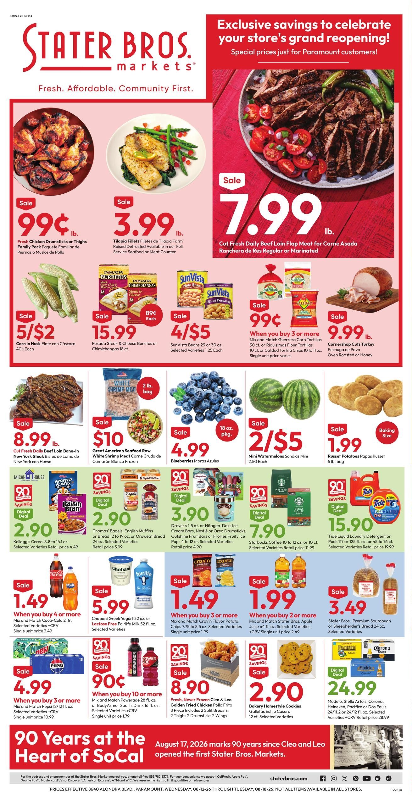 Stater Bros. Markets (Torrance–Hermosa Beach Area, CA) Weekly Ad August 12 - 18, 2026