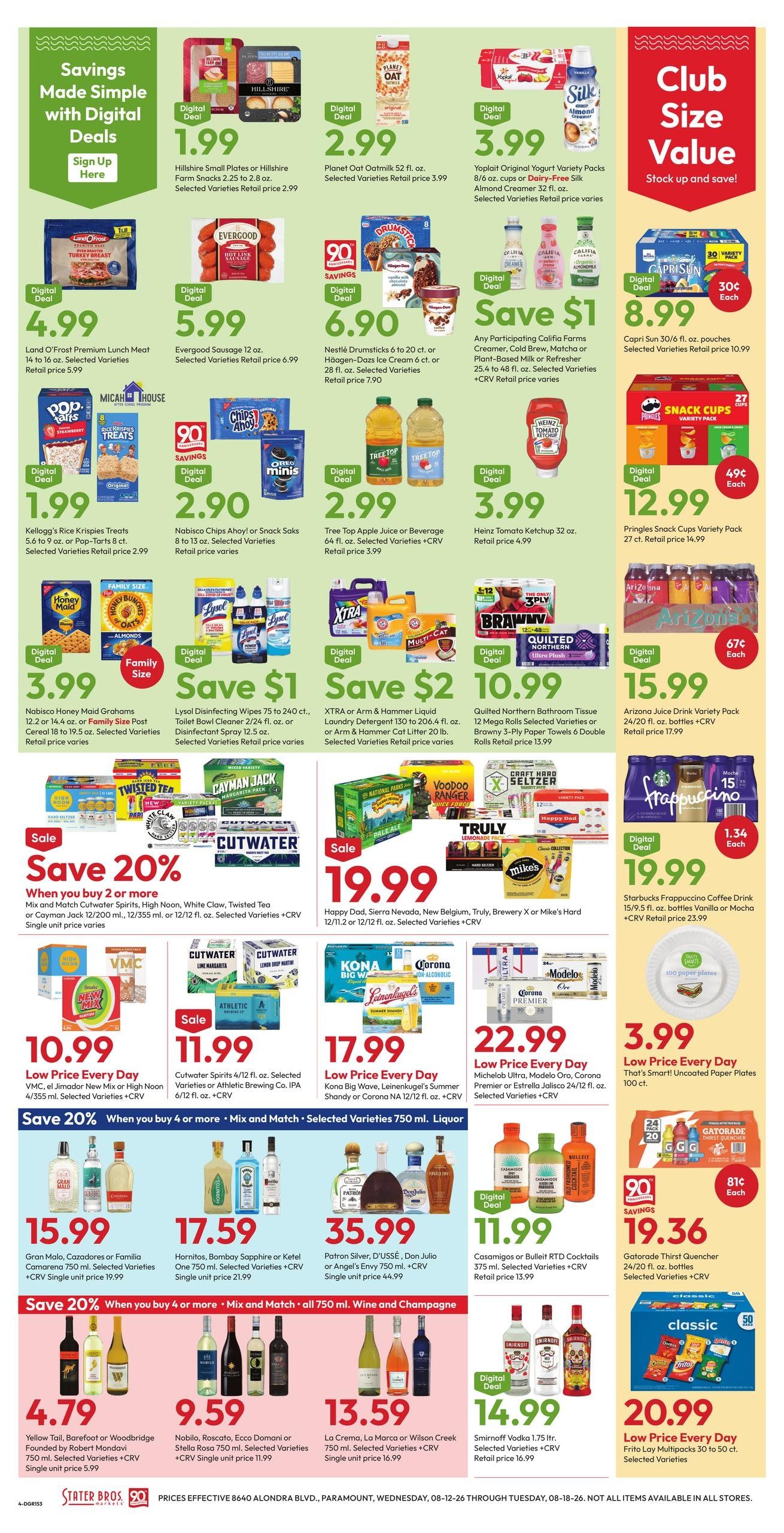 Stater Bros. Markets (Torrance–Hermosa Beach Area, CA) Weekly Ad August 12 - 18, 2026