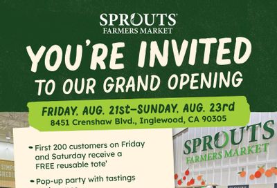 Sprouts Farmers Market (Inglewood Area, CA) Weekly Ad August 12 - 18, 2026