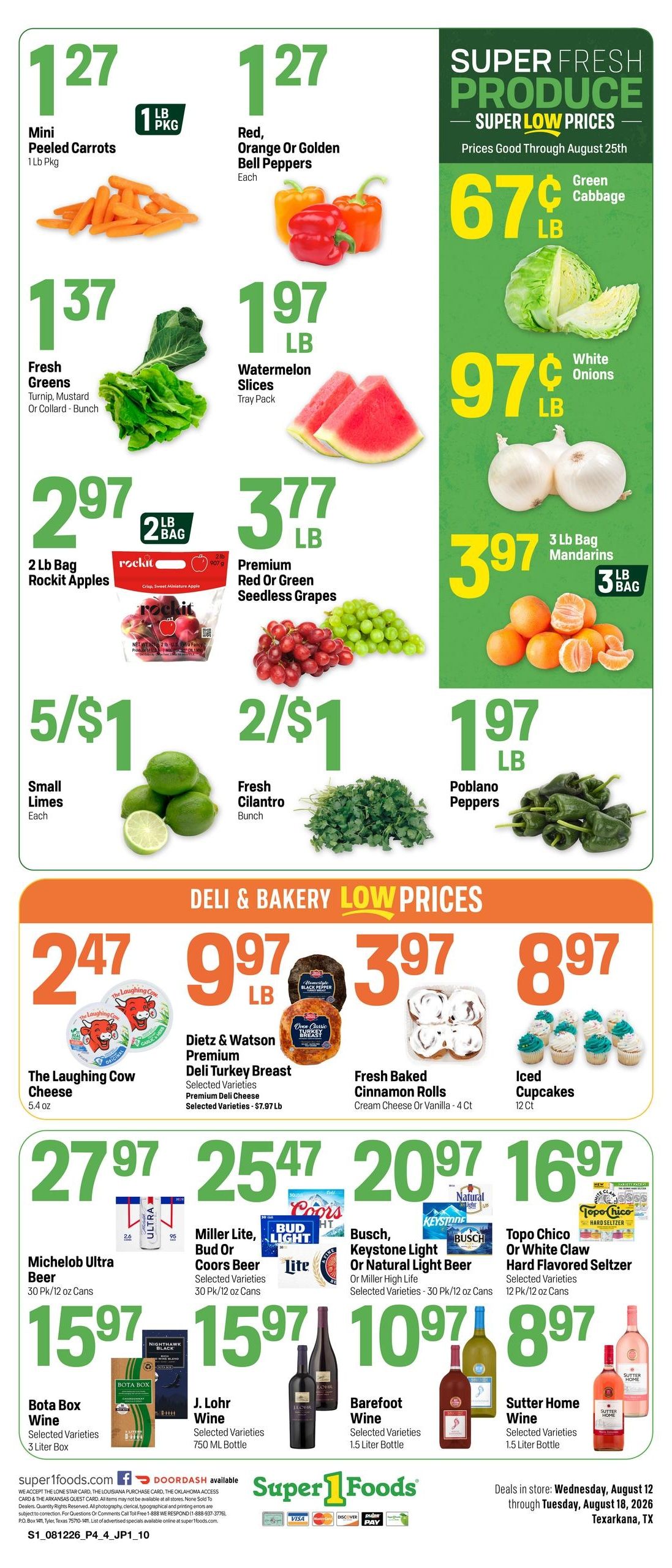 Super 1 Foods & Discount Pharmacy (Texarkana–Texarkana Area, AR–TX) Weekly Ad August 12 - 18, 2026