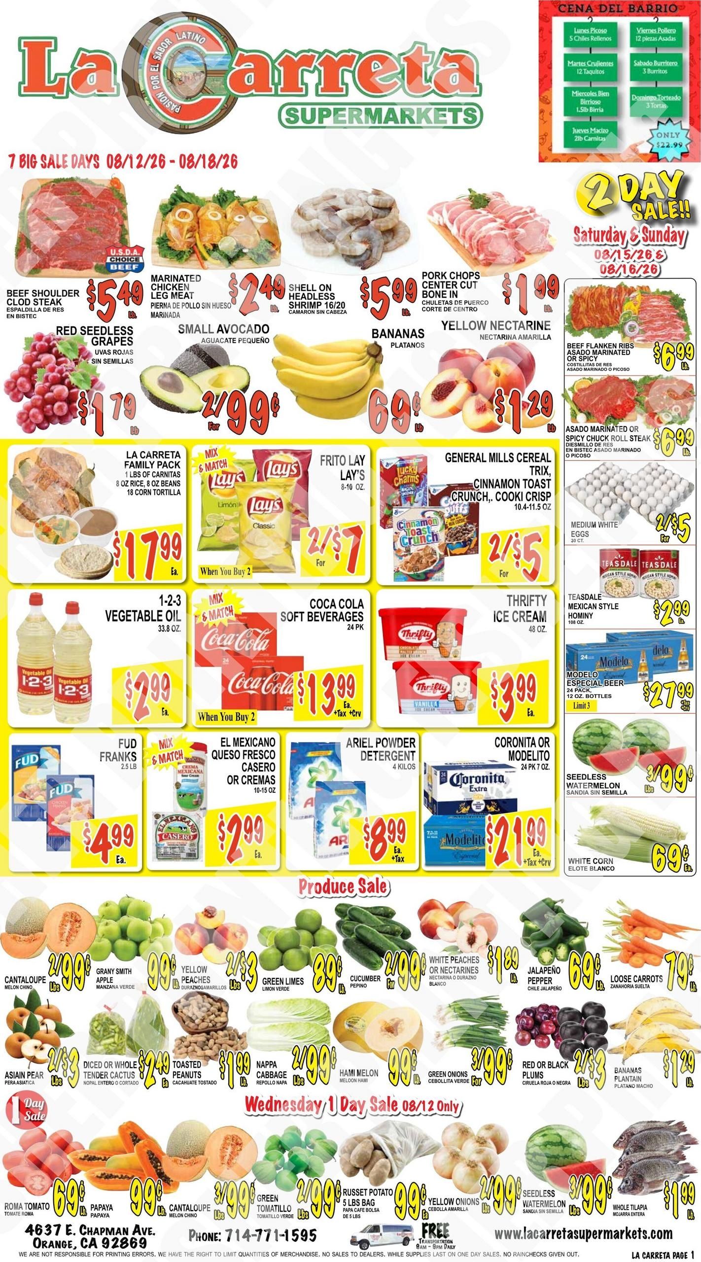 La Carreta Supermarkets Weekly Ad August 12 - 18, 2026