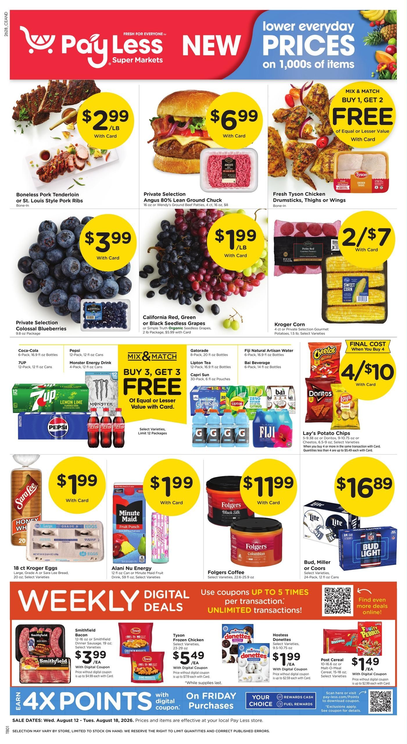 Pay Less Super Markets (Fishers–New Palestine Area, IN) Weekly Ad August 12 - 18, 2026