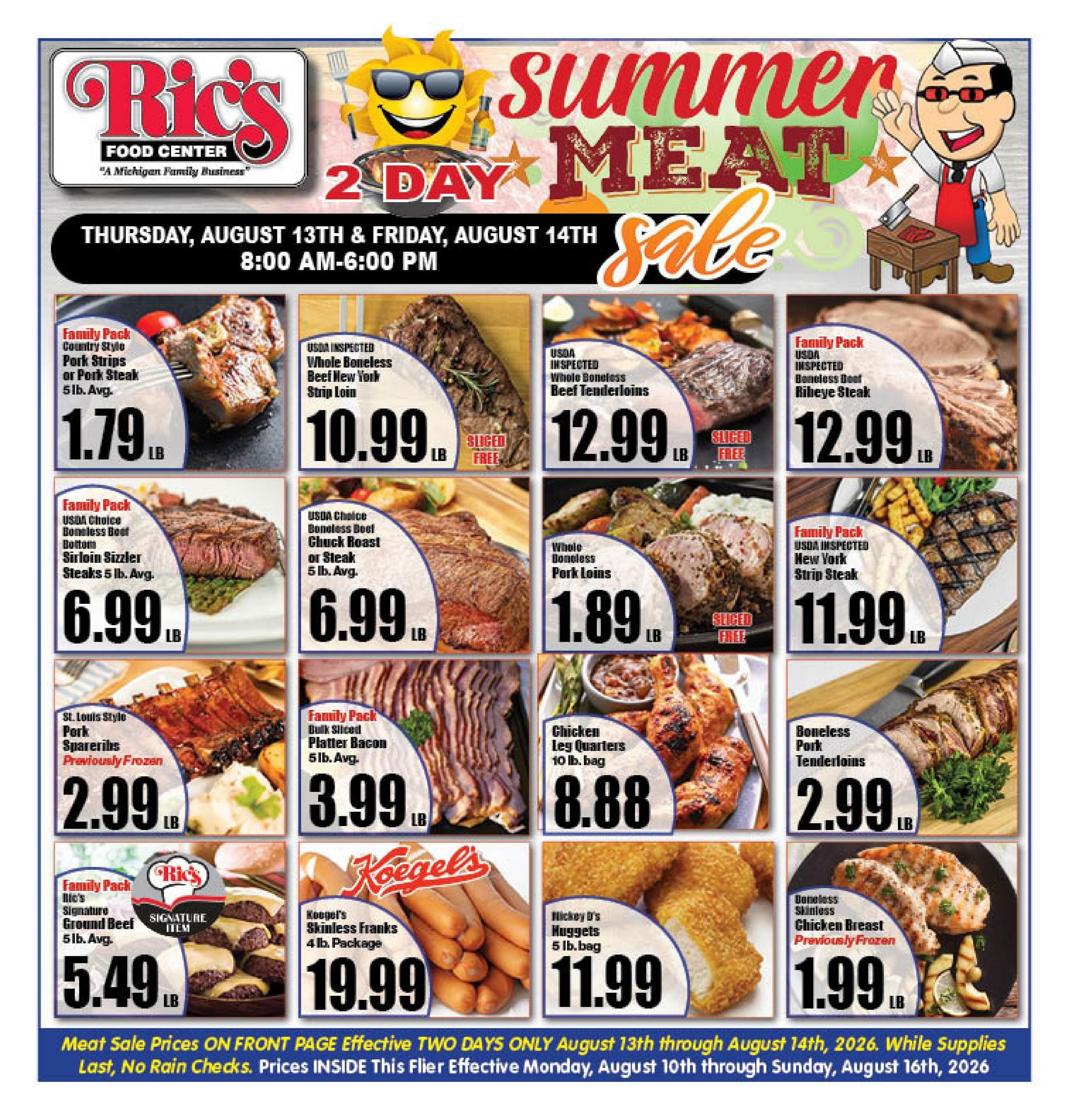 Ric's Food Center (Sanford–Dewitt Area, MI) Weekly Ad August 10 - 16, 2026