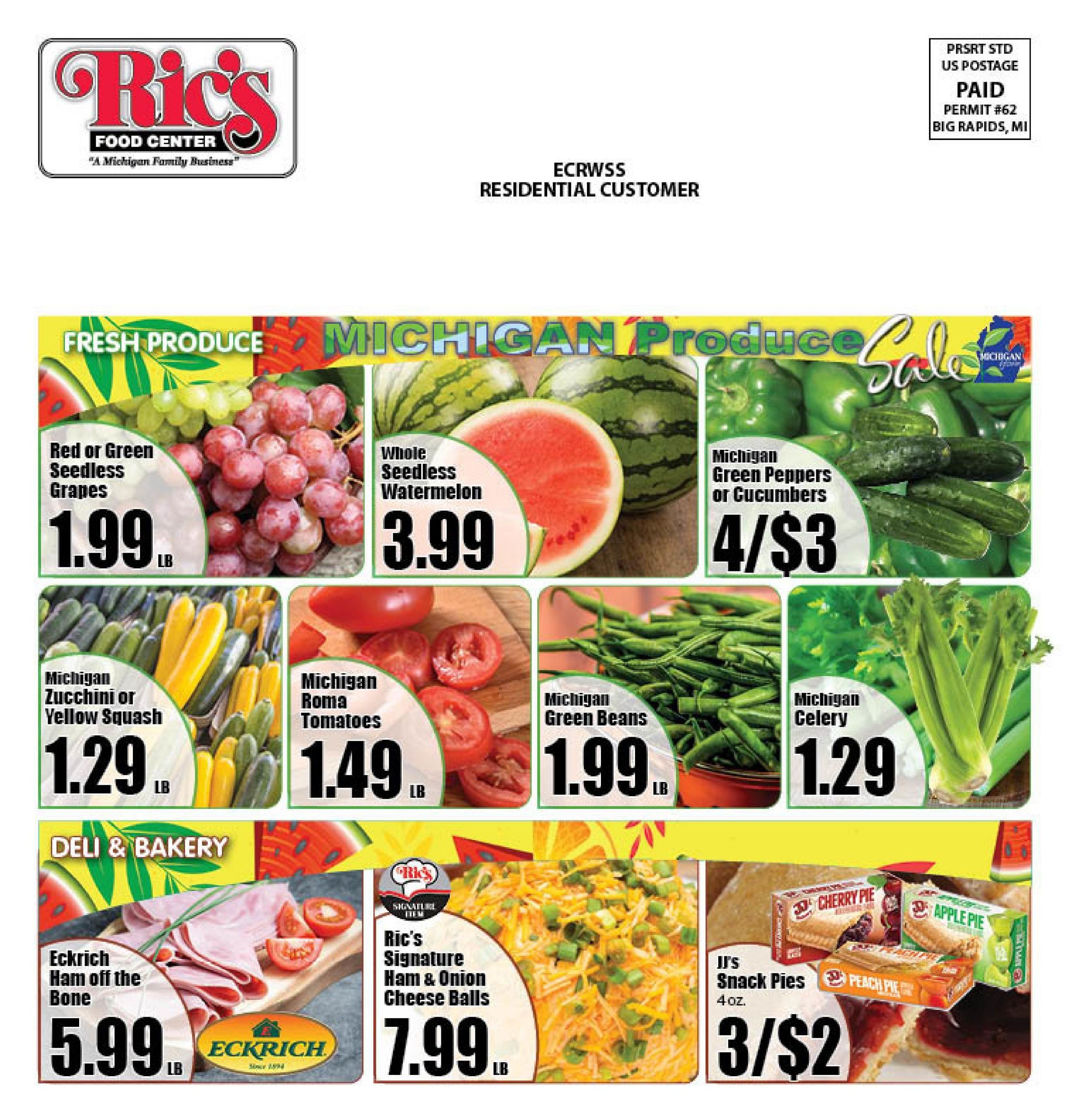 Ric's Food Center (Sanford–Dewitt Area, MI) Weekly Ad August 10 - 16, 2026