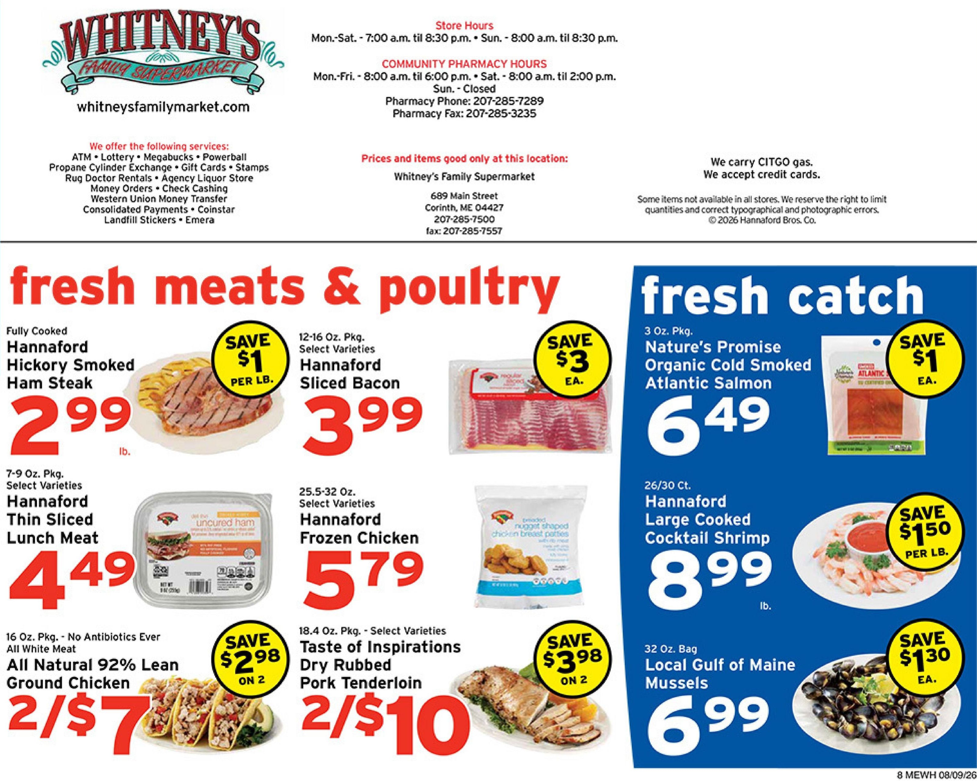 Whitney's Family Supermarket Weekly Ad August 9 - 15, 2026