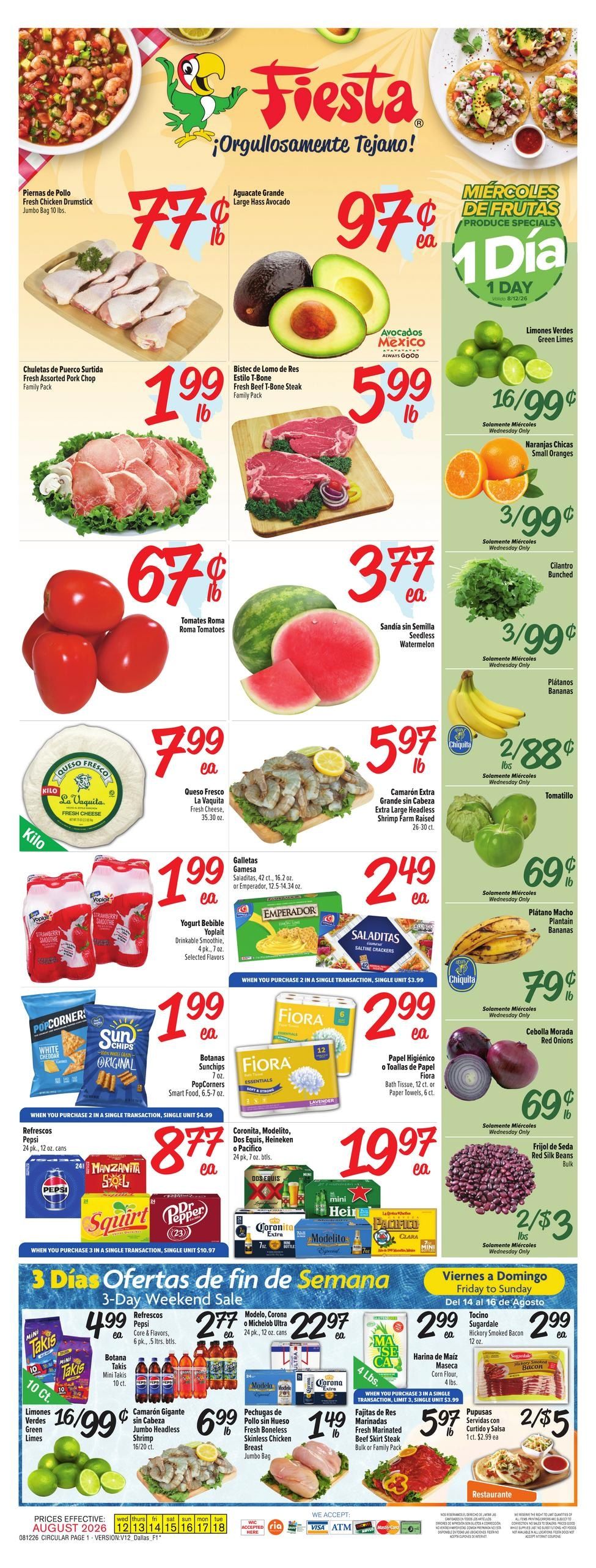 Fiesta Mart (Mesquite–Carrollton Area, TX) Weekly Ad August 12 - 18, 2026