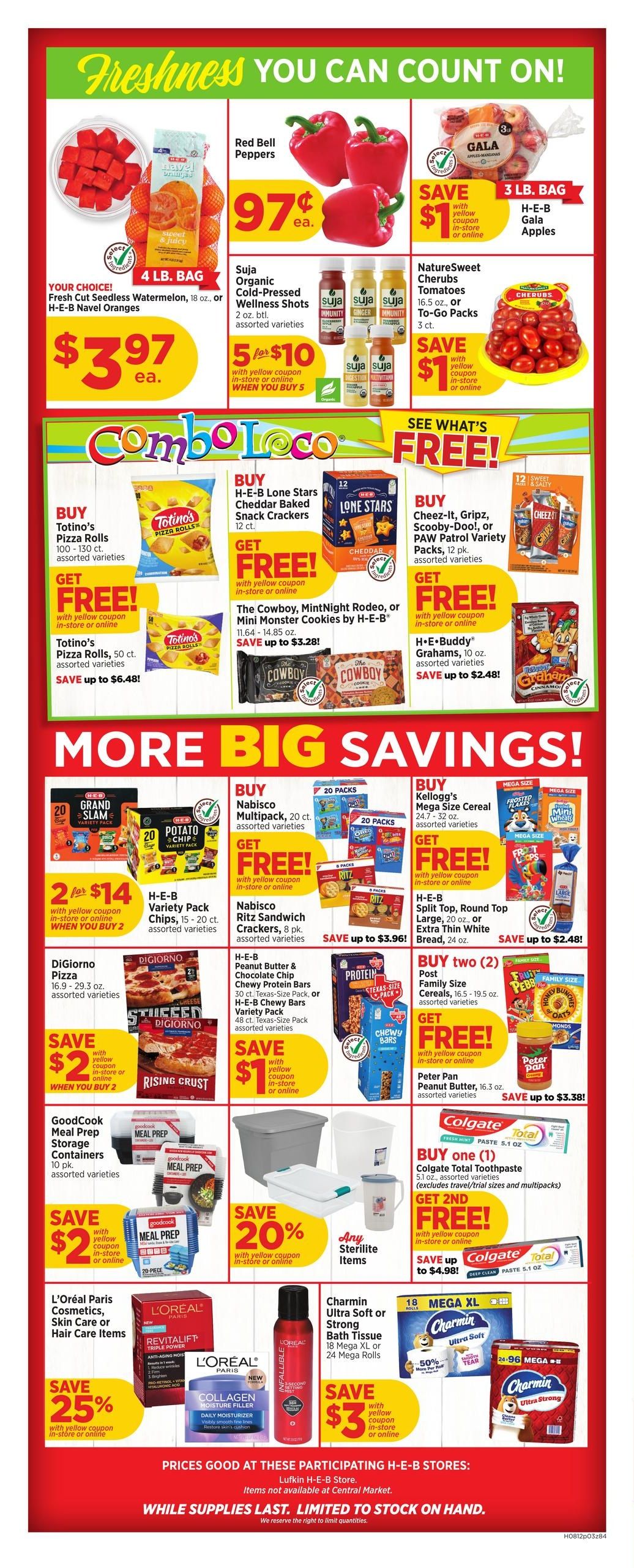 H-E-B (Lufkin–Huntington Area, TX) Weekly Ad August 12 - 18, 2026