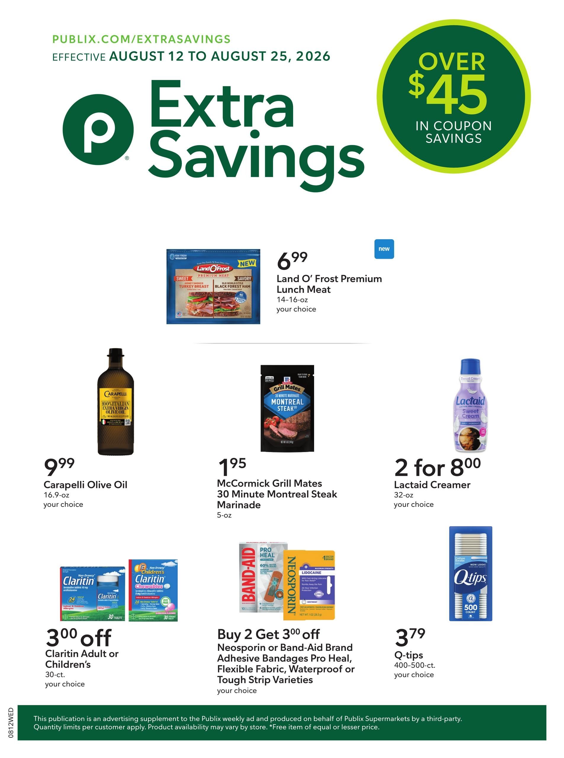Publix Extra Savings Weekly Ad August 12 - 25, 2026