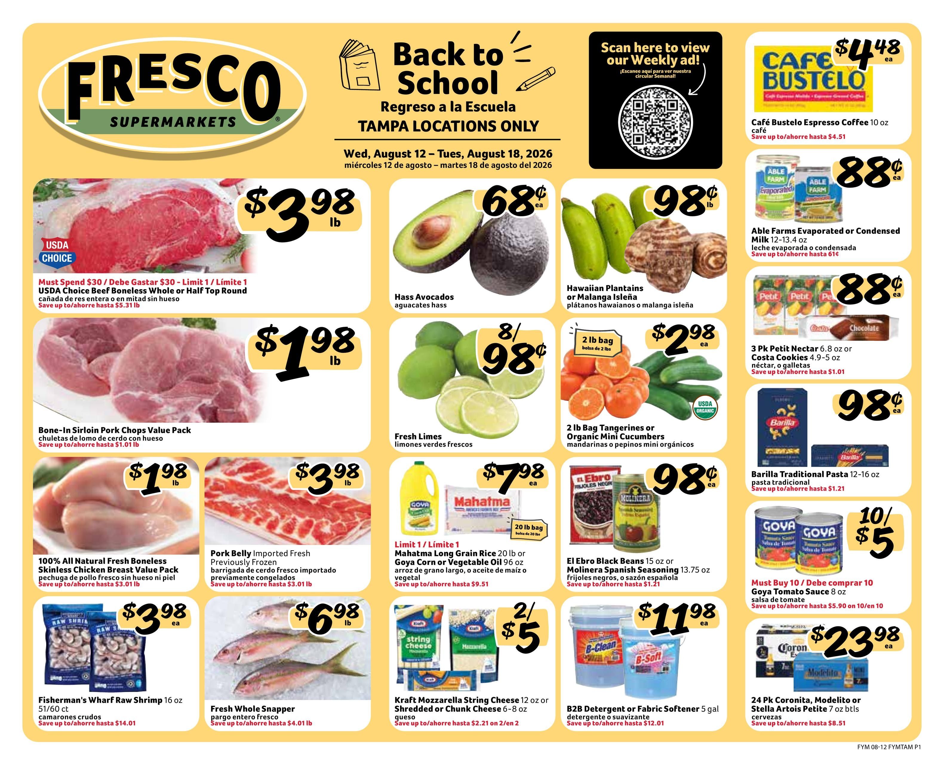 Fresco Y Mas (Tampa–St. Petersburg Area, FL) Weekly Ad August 12 - 18, 2026