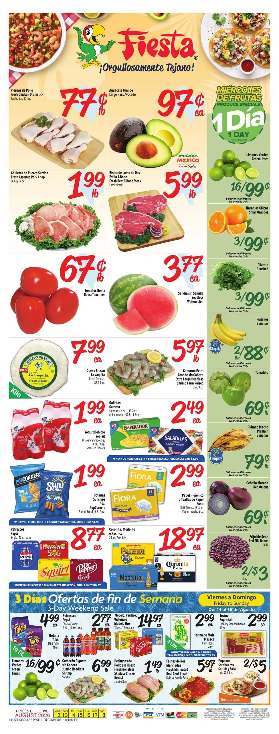 Fiesta Mart (Sugar Land–Houston Area, TX) Weekly Ad August 12 - 18, 2026