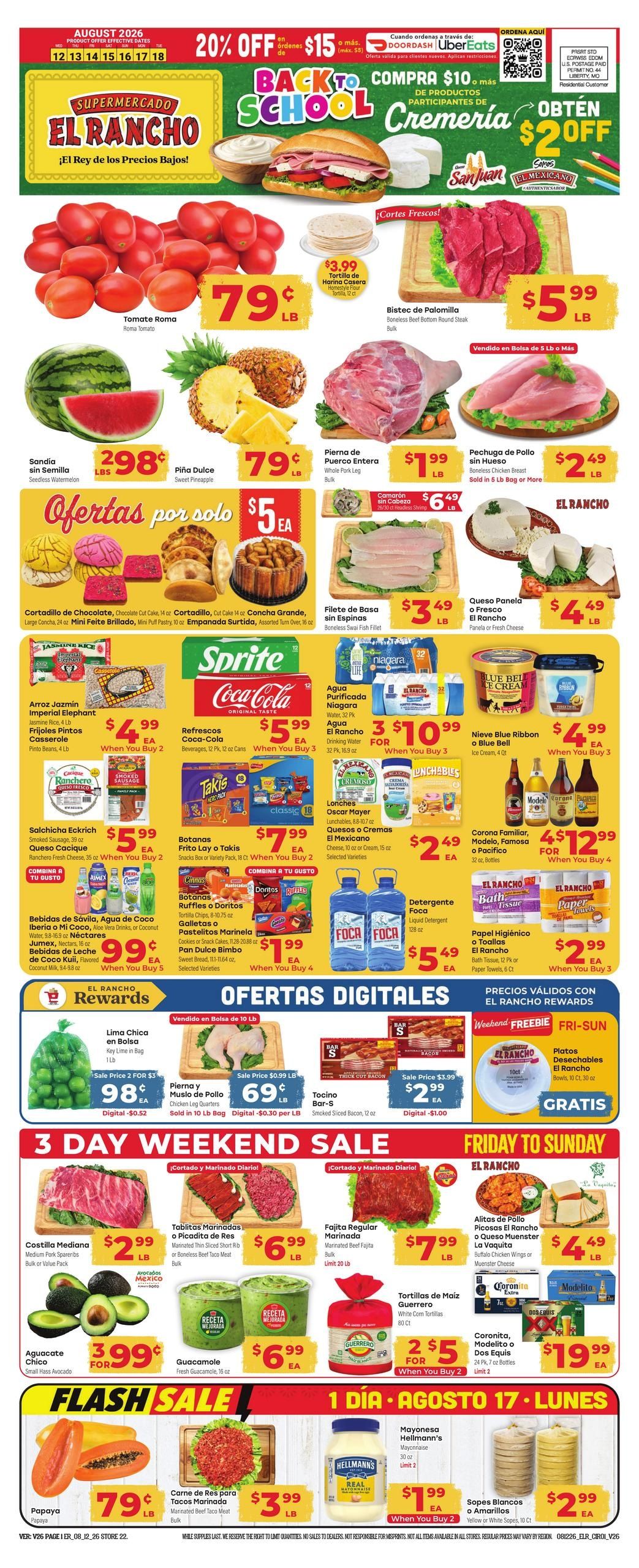 El Rancho Supermercado (Odessa Area, TX) Weekly Ad August 12 - 18, 2026