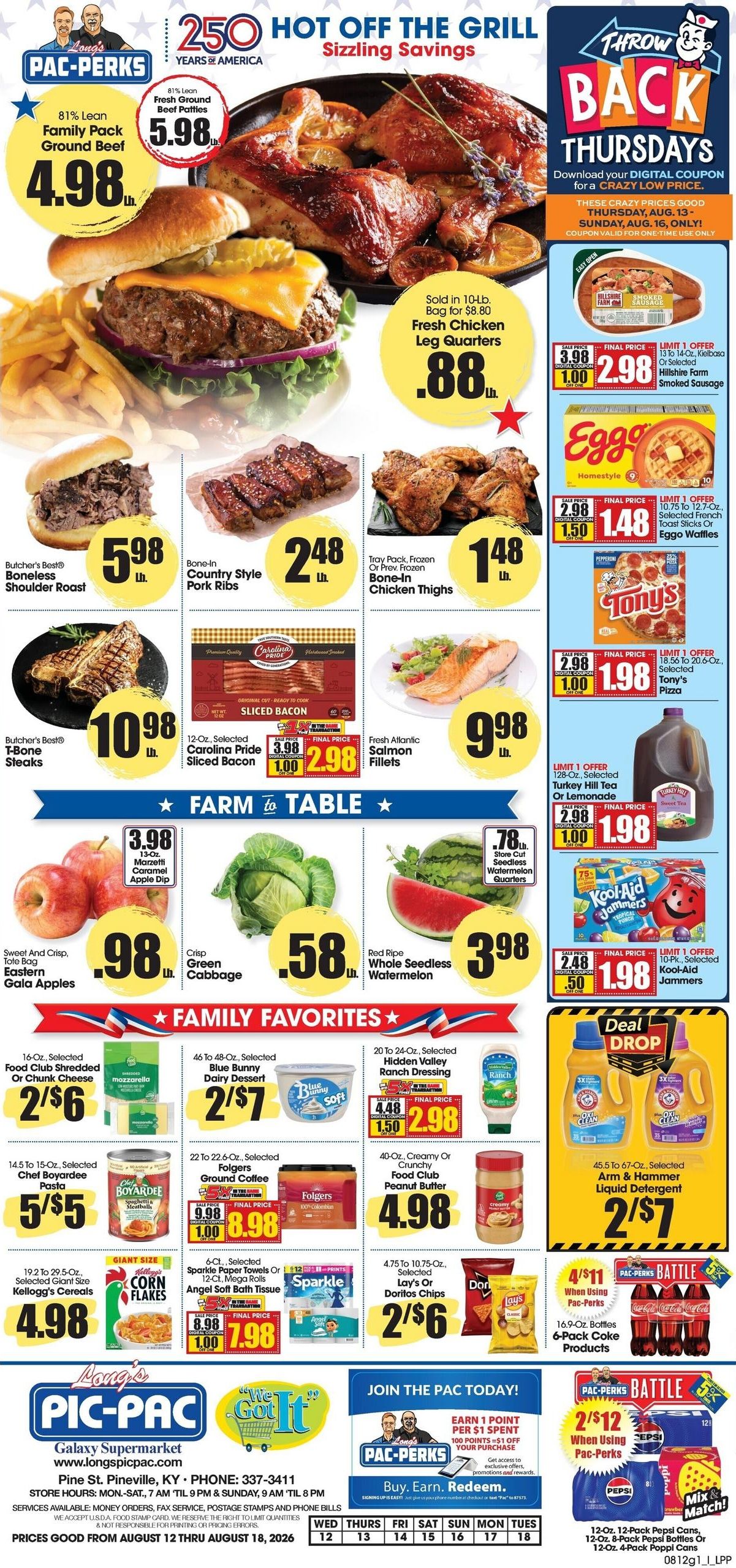 Long's Pic Pac Galaxy (Pineville–Arjay Area, KY) Weekly Ad August 12 - 18, 2026