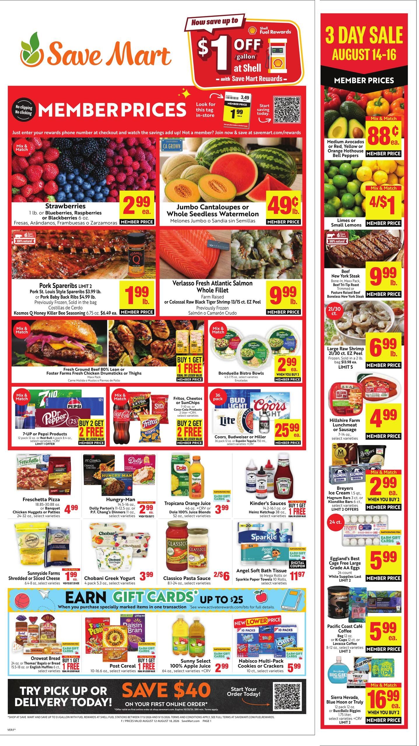 Save Mart (Clovis Area, CA) Weekly Ad August 12 - 18, 2026