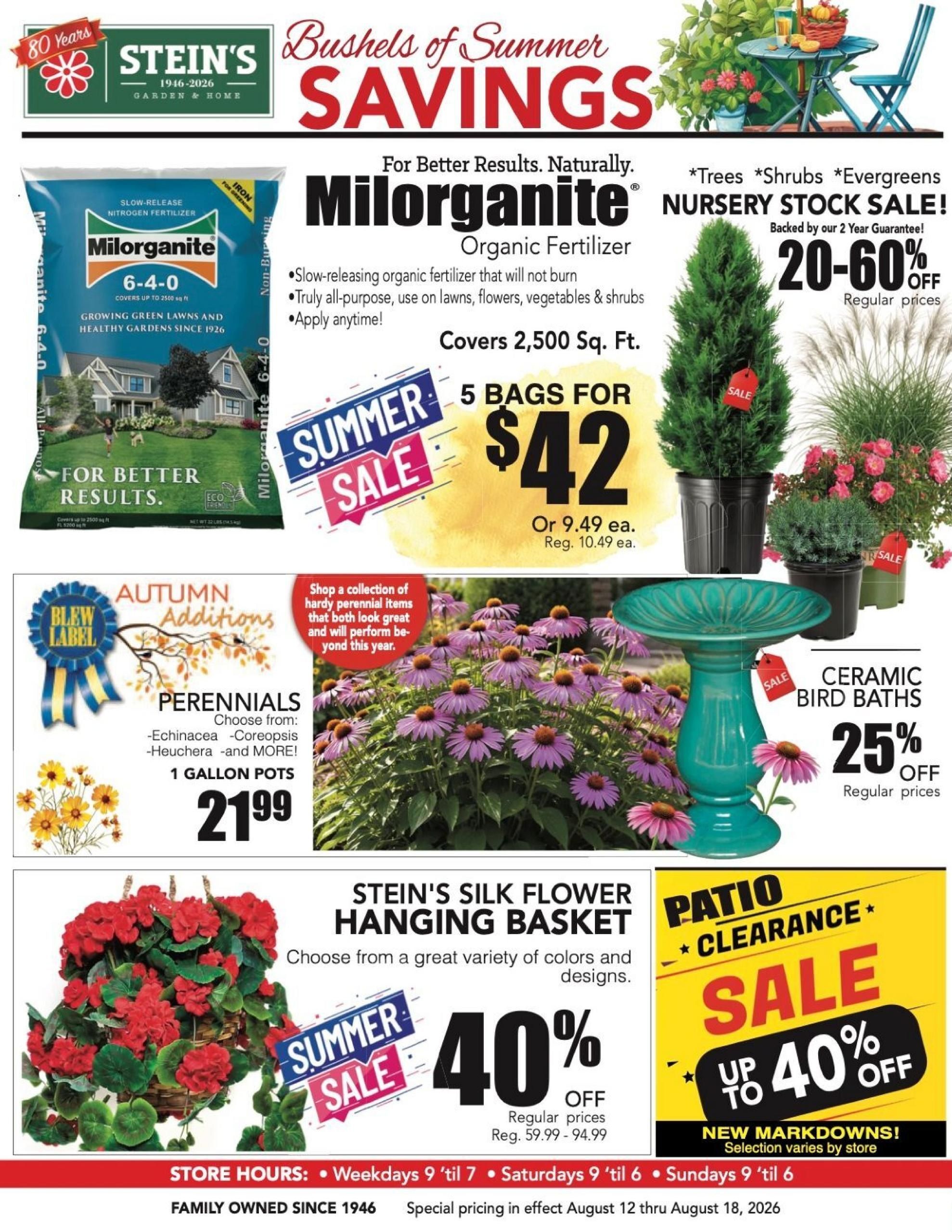 Stein's Garden and Home Weekly Ad August 12 - 18, 2026