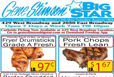 Gene Stimson Big Star Weekly Ad August 12 - 18, 2026