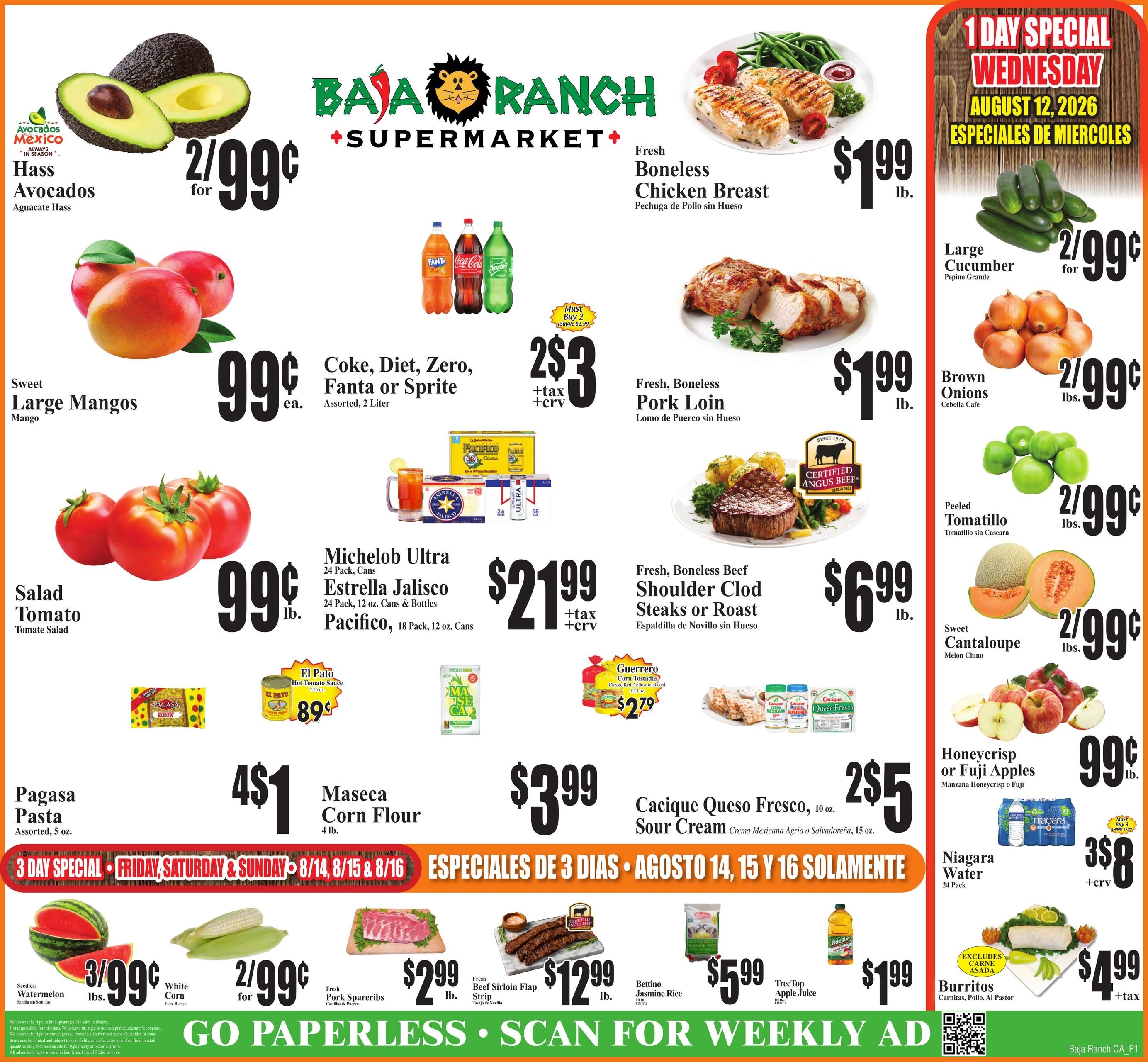 Baja Ranch Supermarket Weekly Ad August 12 - 18, 2026