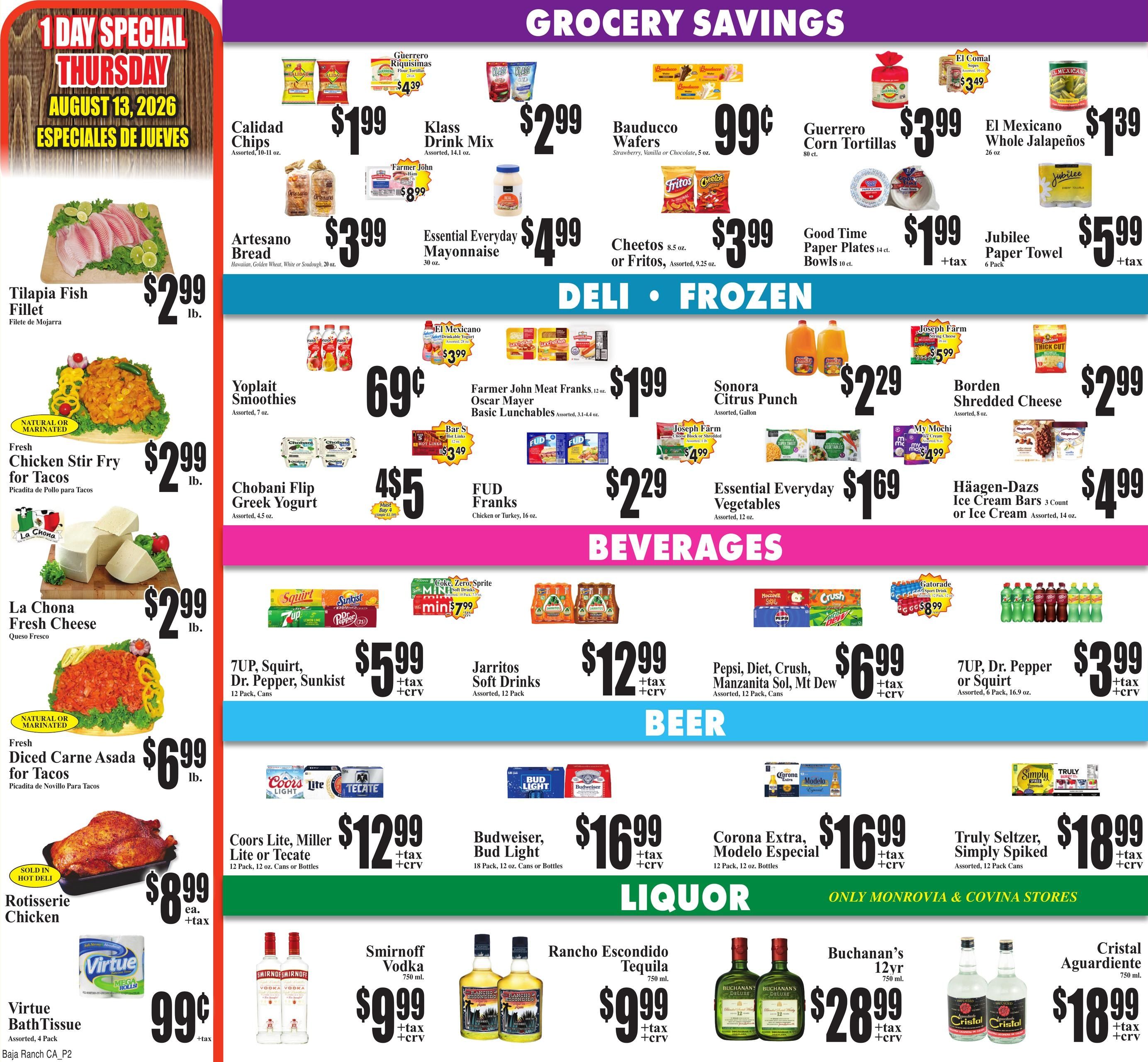 Baja Ranch Supermarket Weekly Ad August 12 - 18, 2026