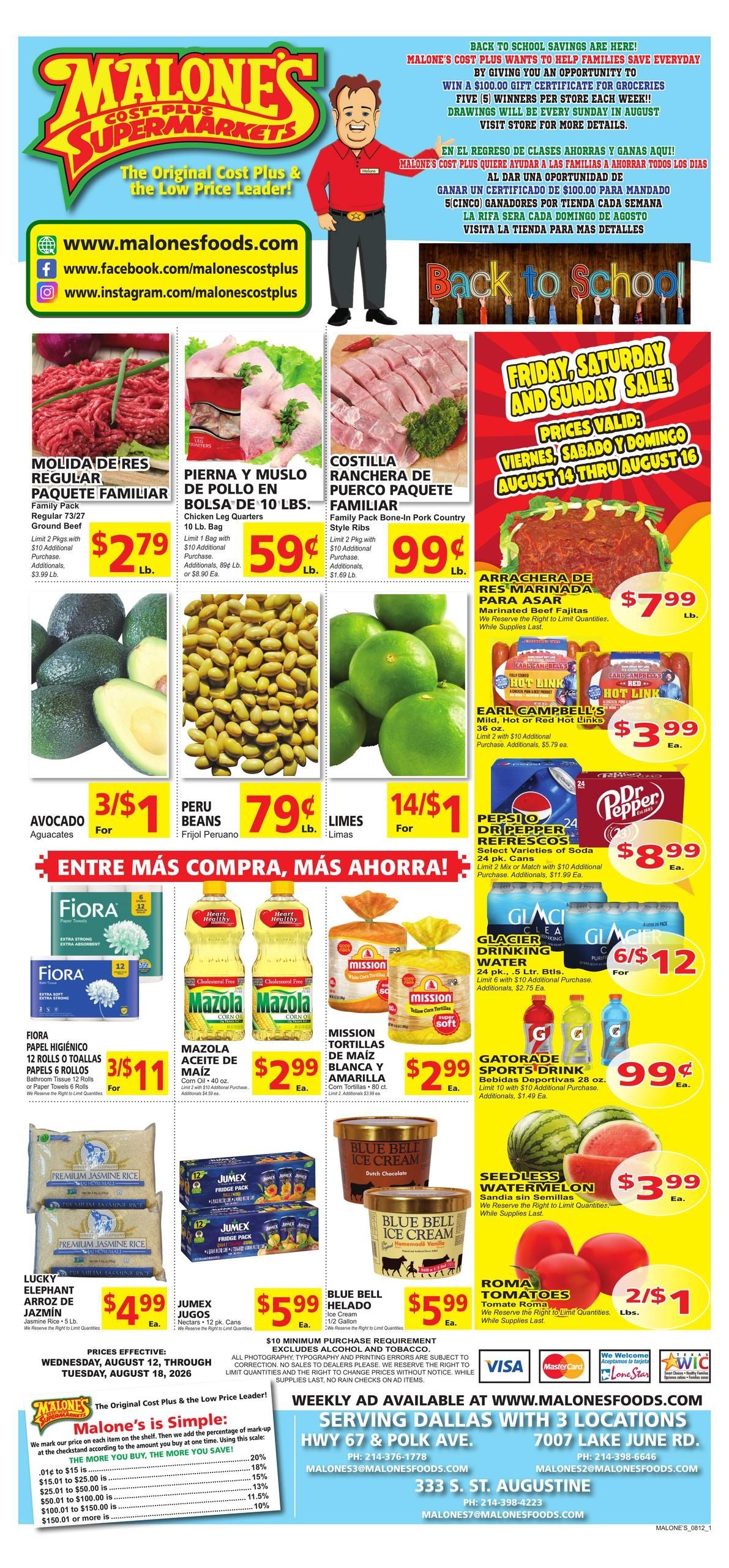 Malone's Cost Plus Weekly Ad August 12 - 18, 2026