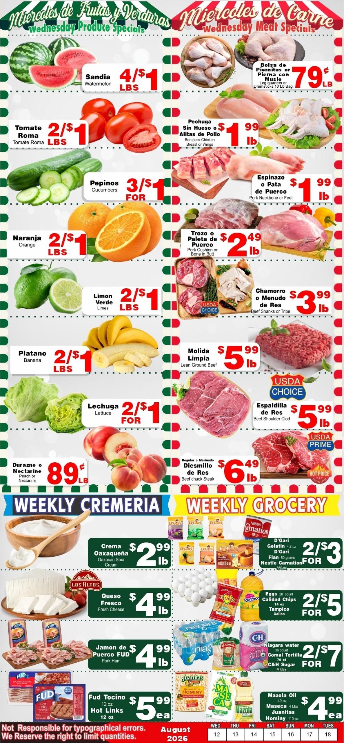 Mercado Las Glorias (Fontana–Riverside Area, CA) Weekly Ad August 12 - 18, 2026