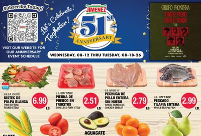 Carnicerias Jimenez Weekly Ad August 12 - 18, 2026