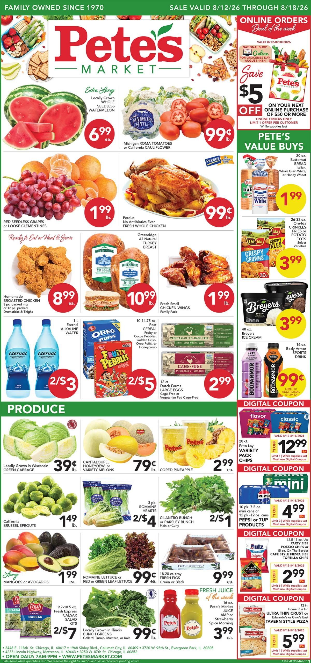 Pete's Fresh Market (Chicago–Hammond Area, IL–IN) Weekly Ad August 12 - 18, 2026