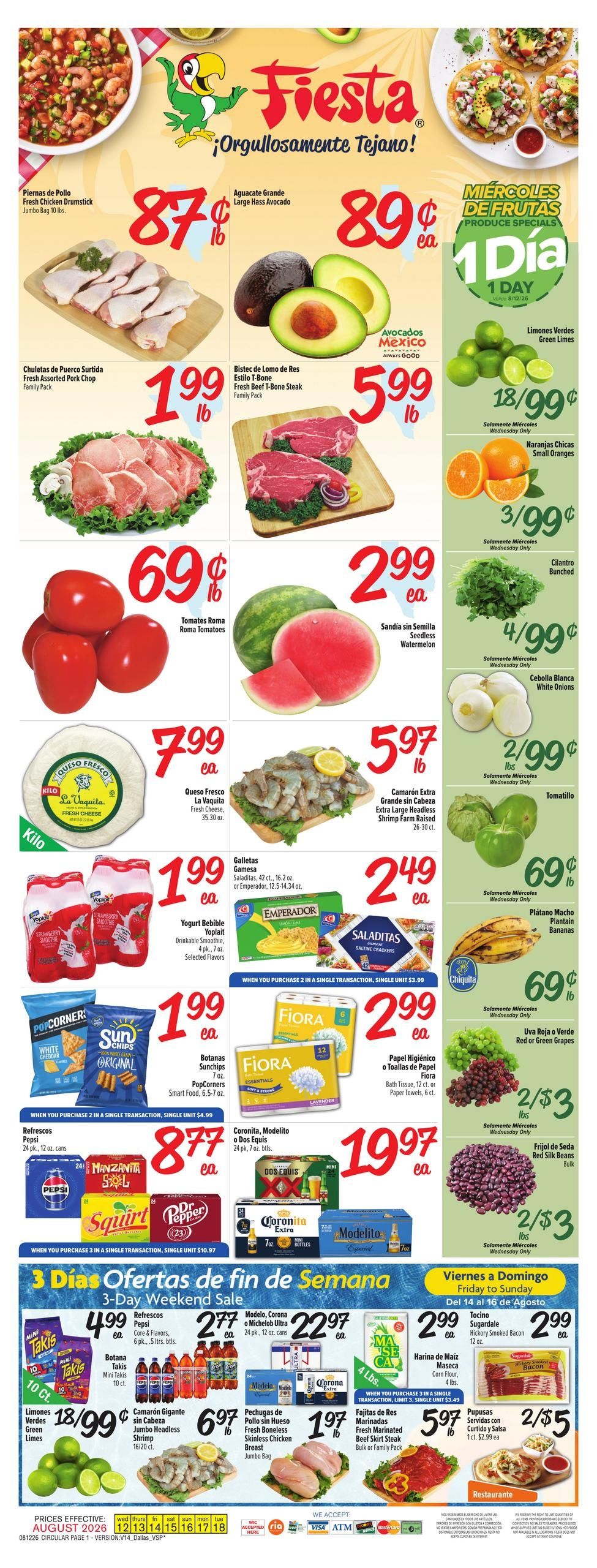 Fiesta Mart (Irving–Grapevine Area, TX) Weekly Ad August 12 - 18, 2026