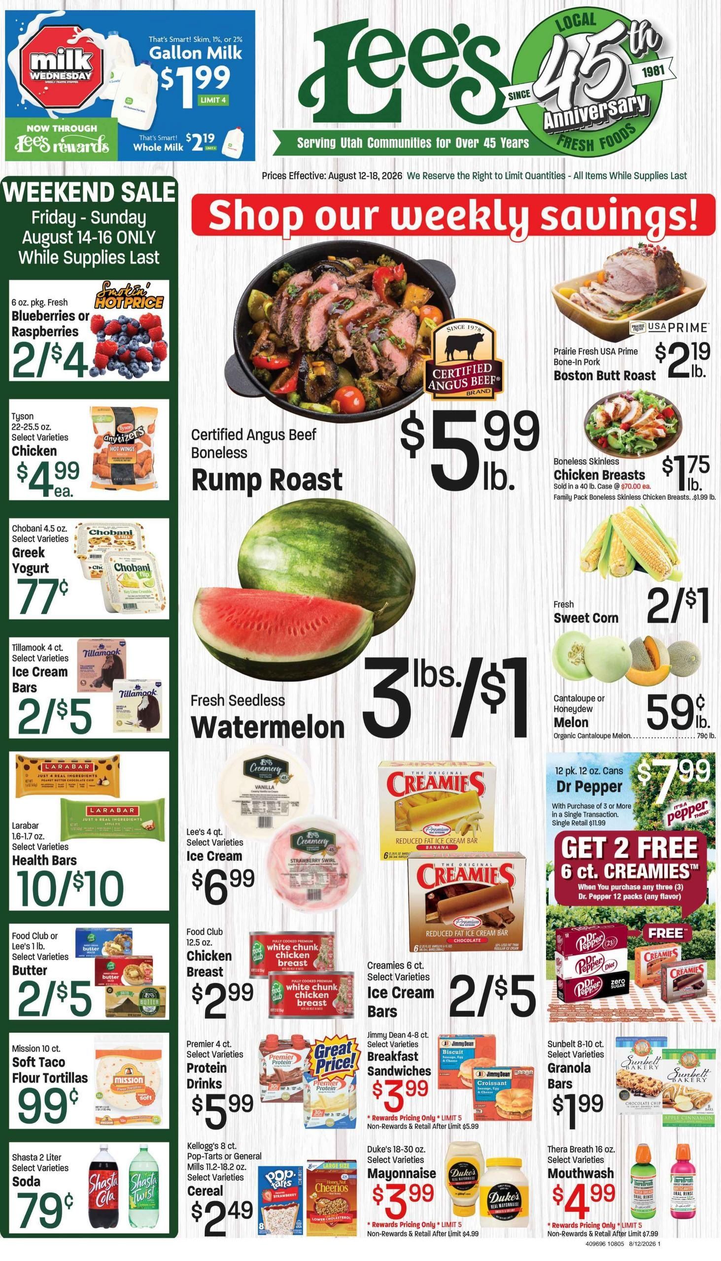 Lee's Marketplace (Logan–Millville Area, UT) Weekly Ad August 12 - 18, 2026