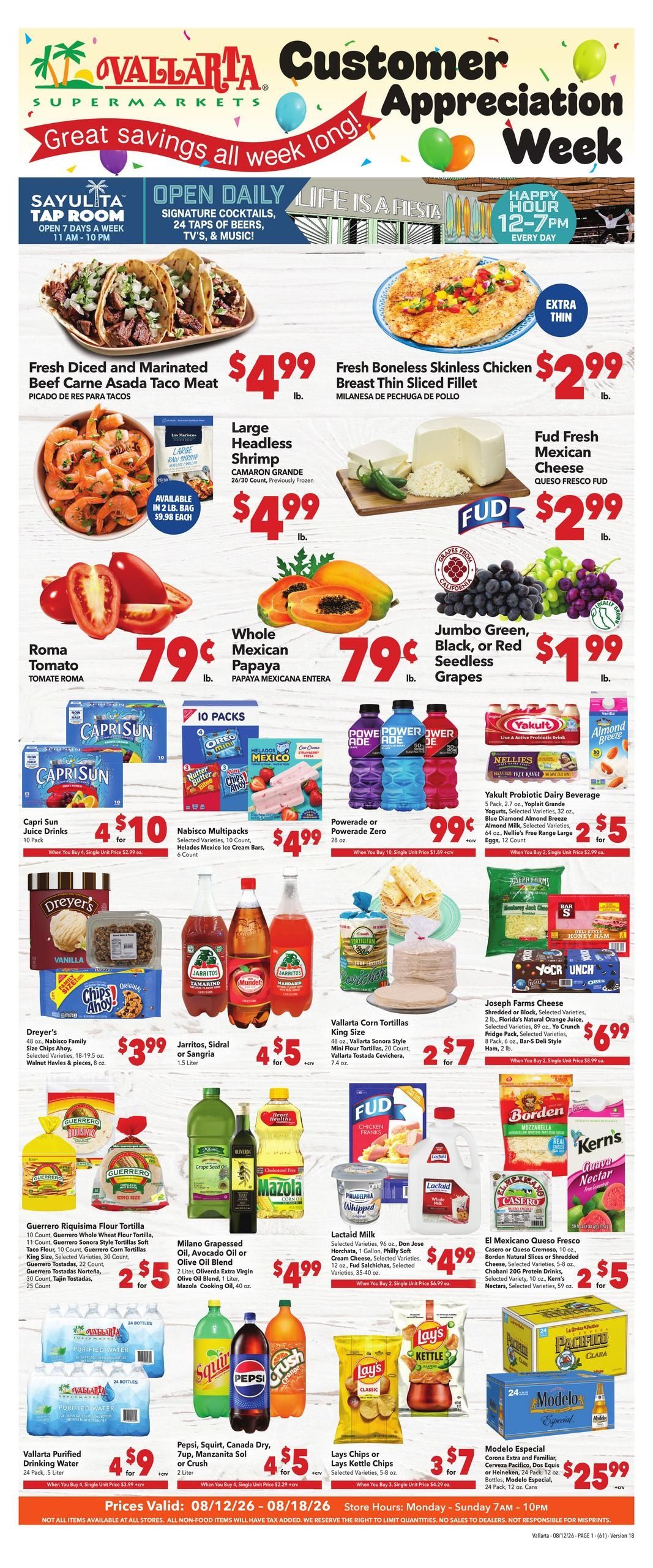 Vallarta Supermarkets (Menifee Area, CA) Grocery Savings Weekly Ad August 12 - 18, 2026