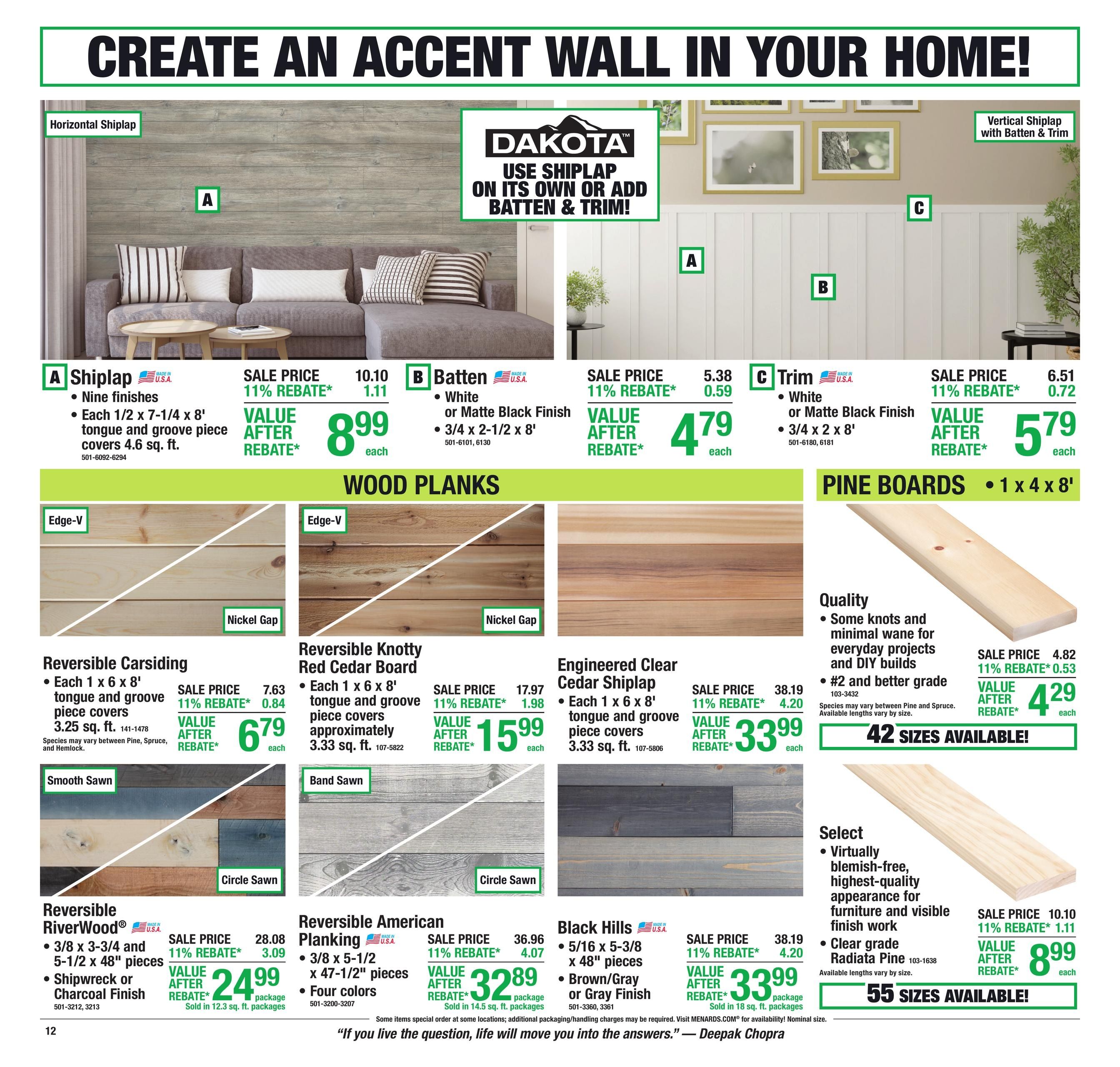Menards (Calmar Area, IA) 11% Rebate Sale Weekly Ad August 12 - 24, 2026