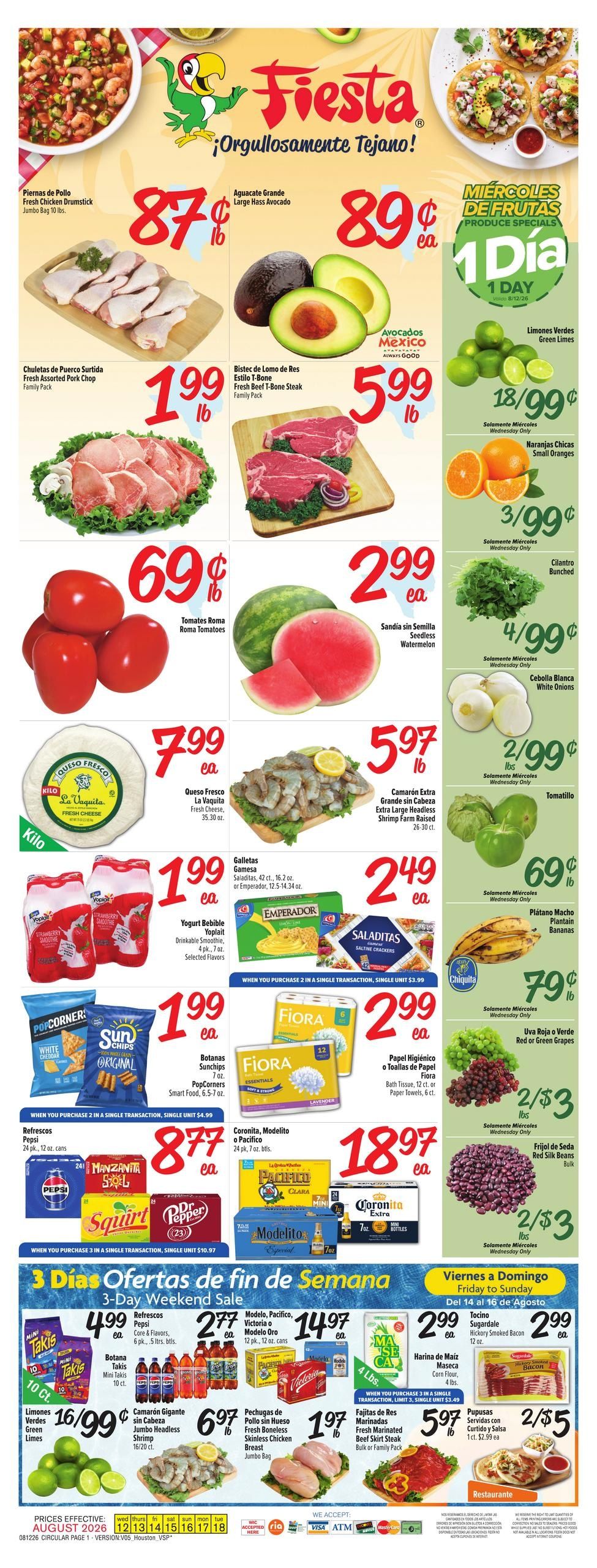 Fiesta Mart (Pasadena–Orchard Area, TX) Weekly Ad August 12 - 18, 2026