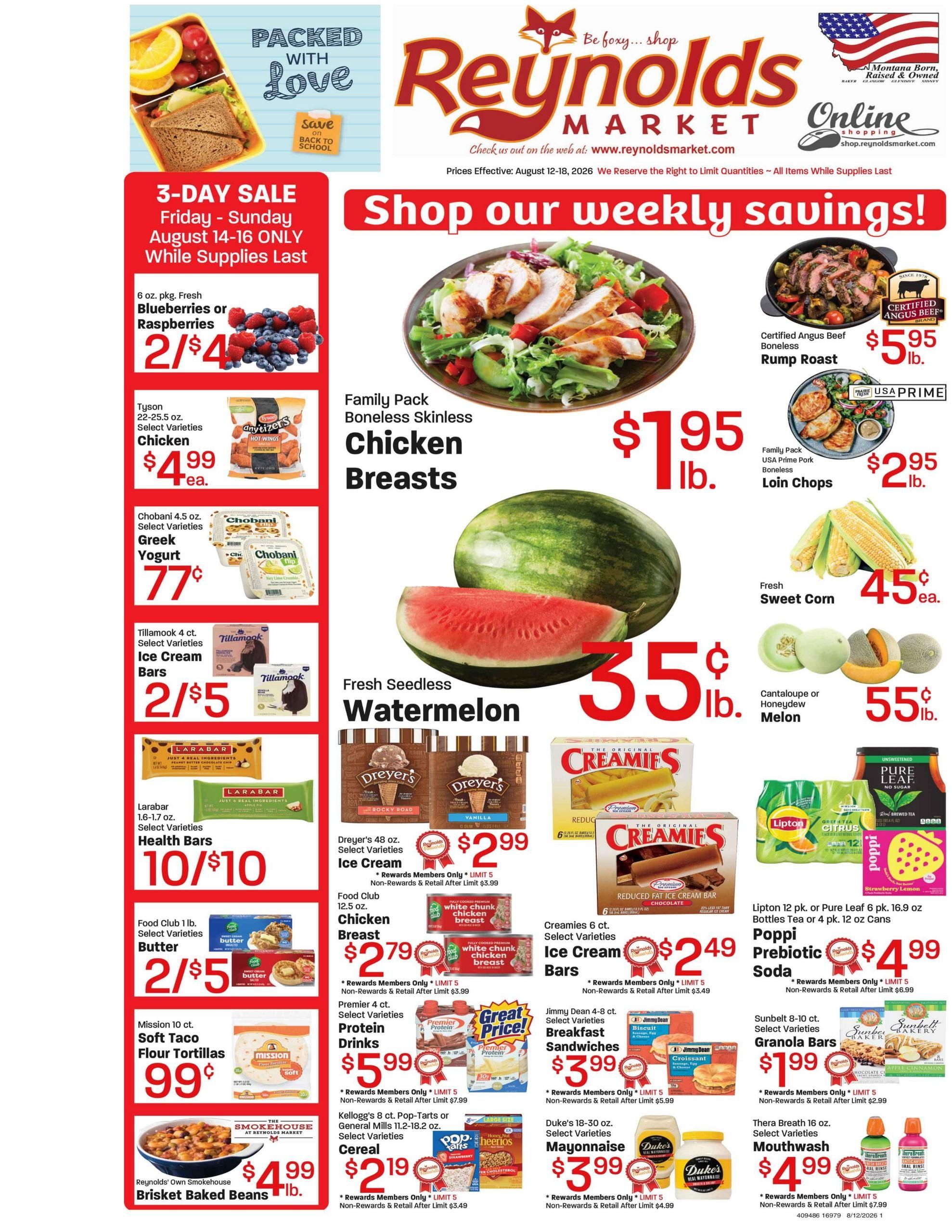 Reynold's Market (Baker–Marmarth Area, MT–ND) Weekly Ad August 12 - 18, 2026