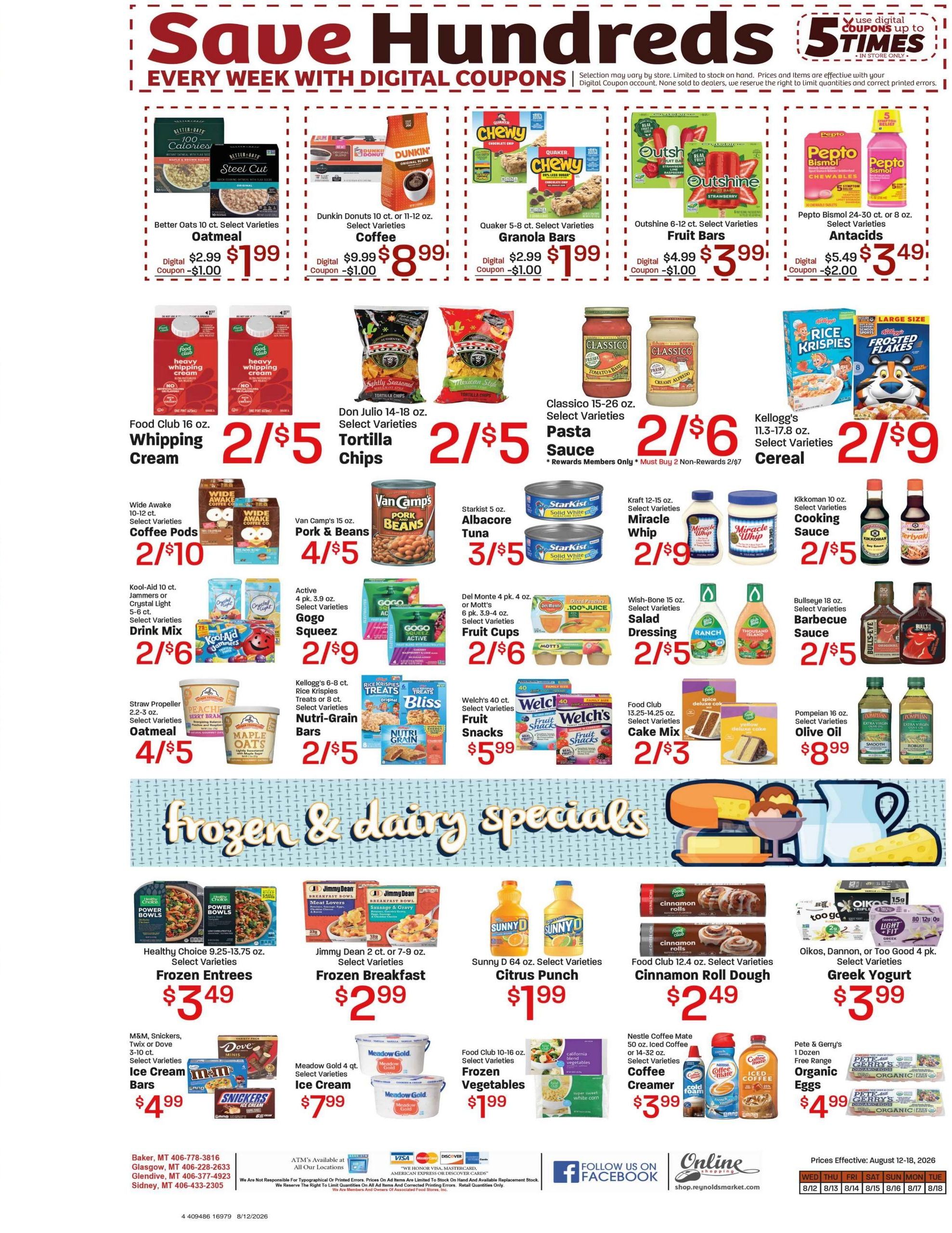 Reynold's Market (Baker–Marmarth Area, MT–ND) Weekly Ad August 12 - 18, 2026