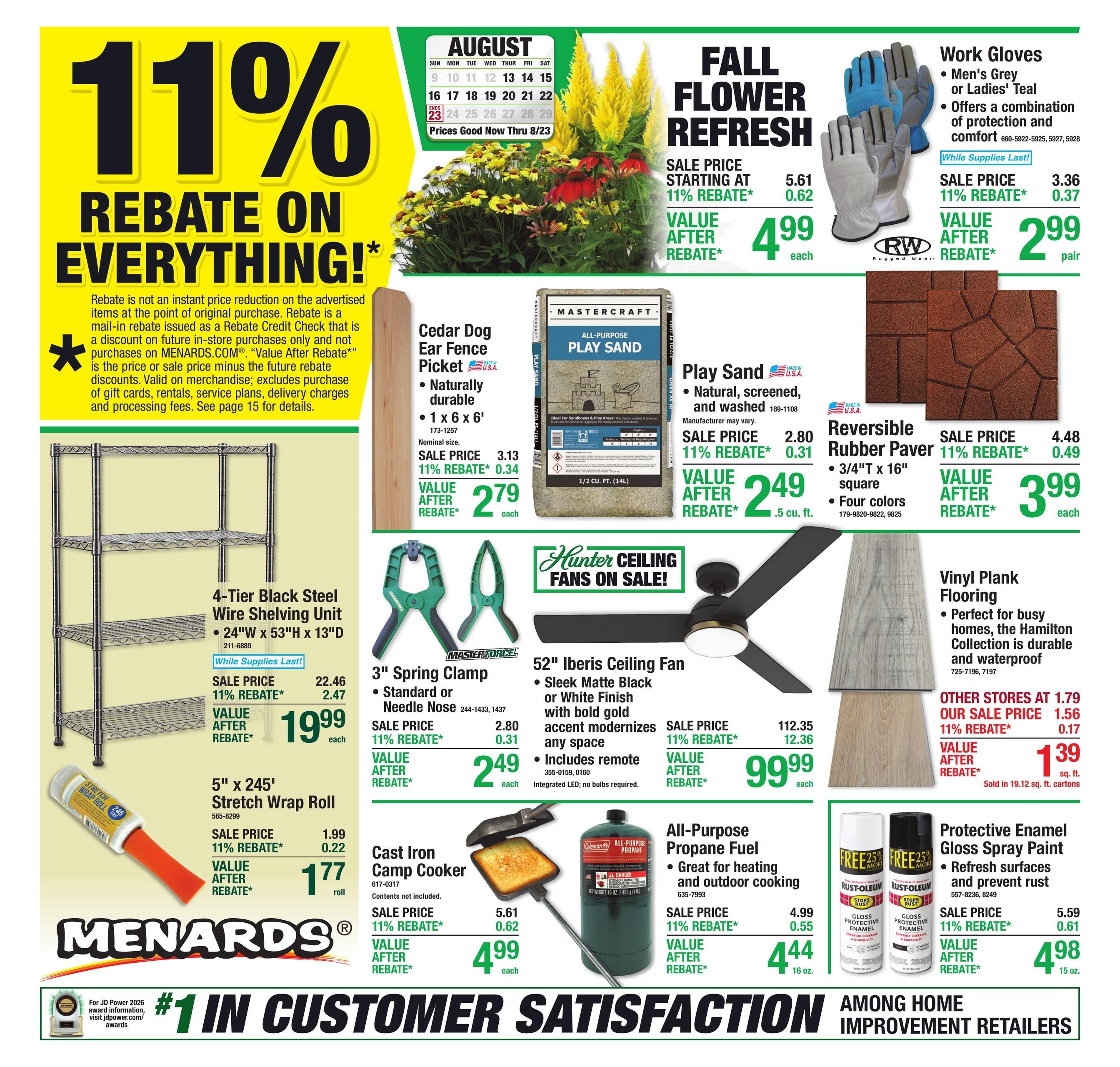 Menards (Naperville–Bolingbrook Area, IL–IN) 11% Rebate Sale Weekly Ad August 12 - 24, 2026