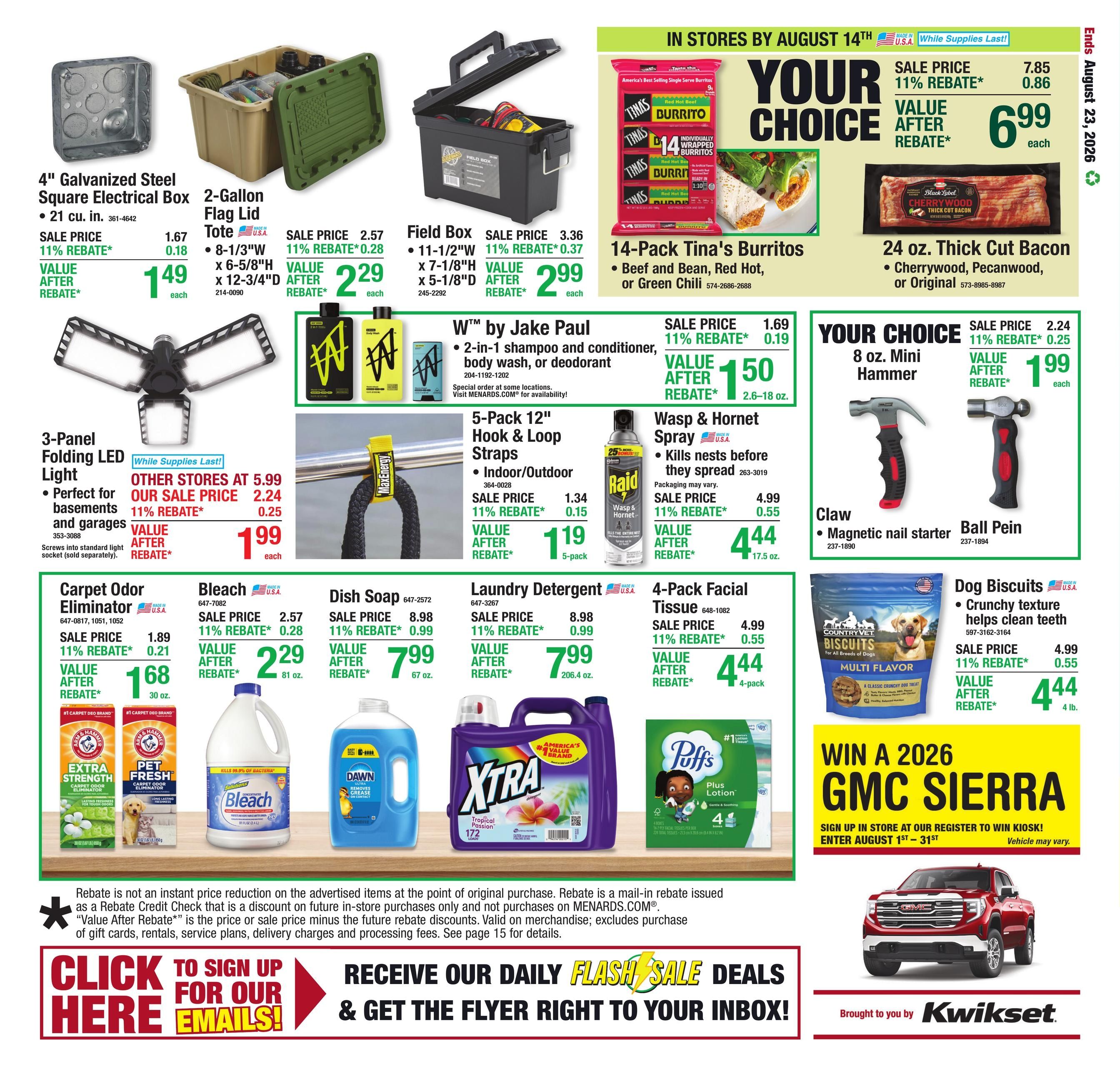 Menards (Naperville–Hammond Area, IL–IN) 11% Rebate Sale Weekly Ad August 12 - 24, 2026
