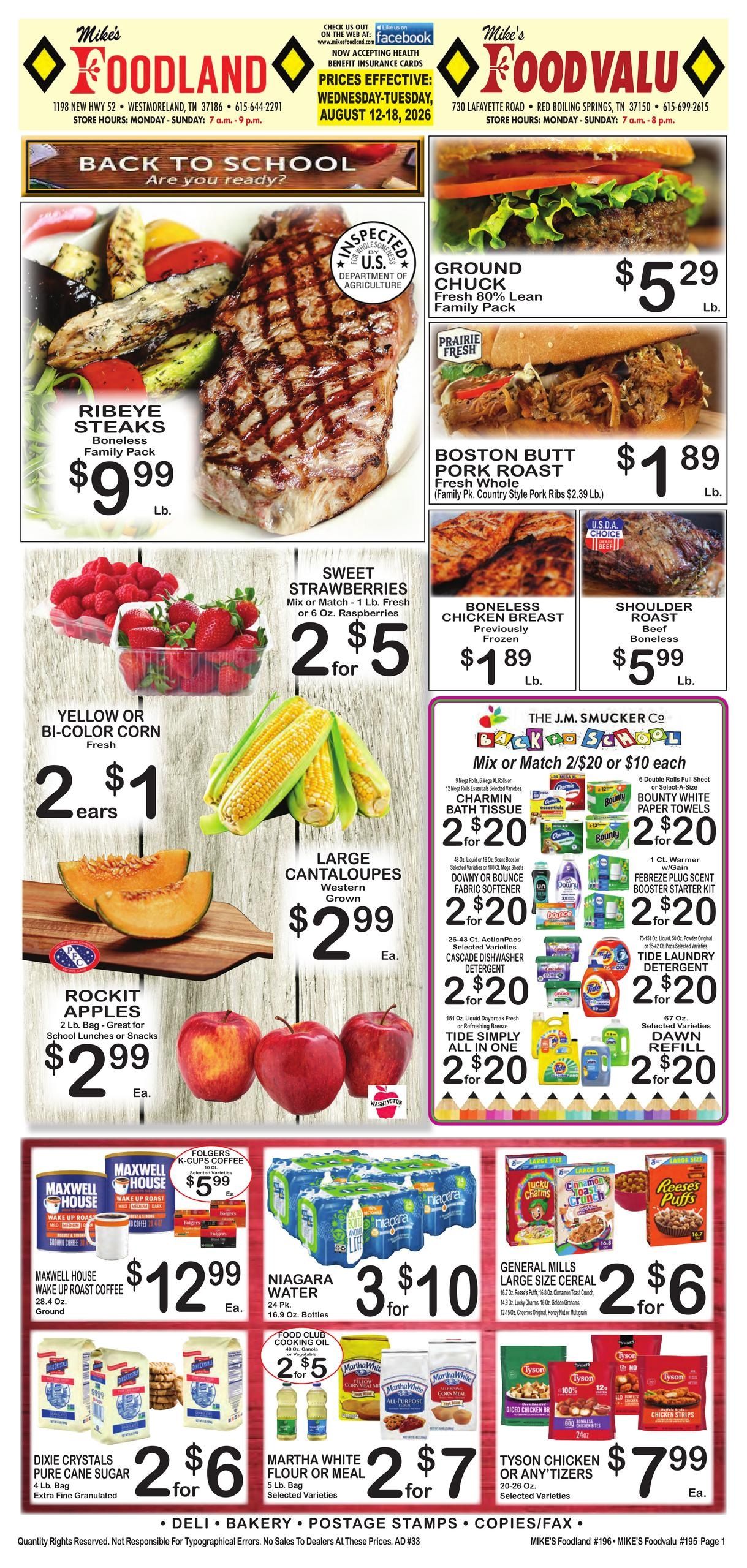 Mike's Foodland (Scottsville Area, KY) Weekly Ad August 12 - 18, 2026