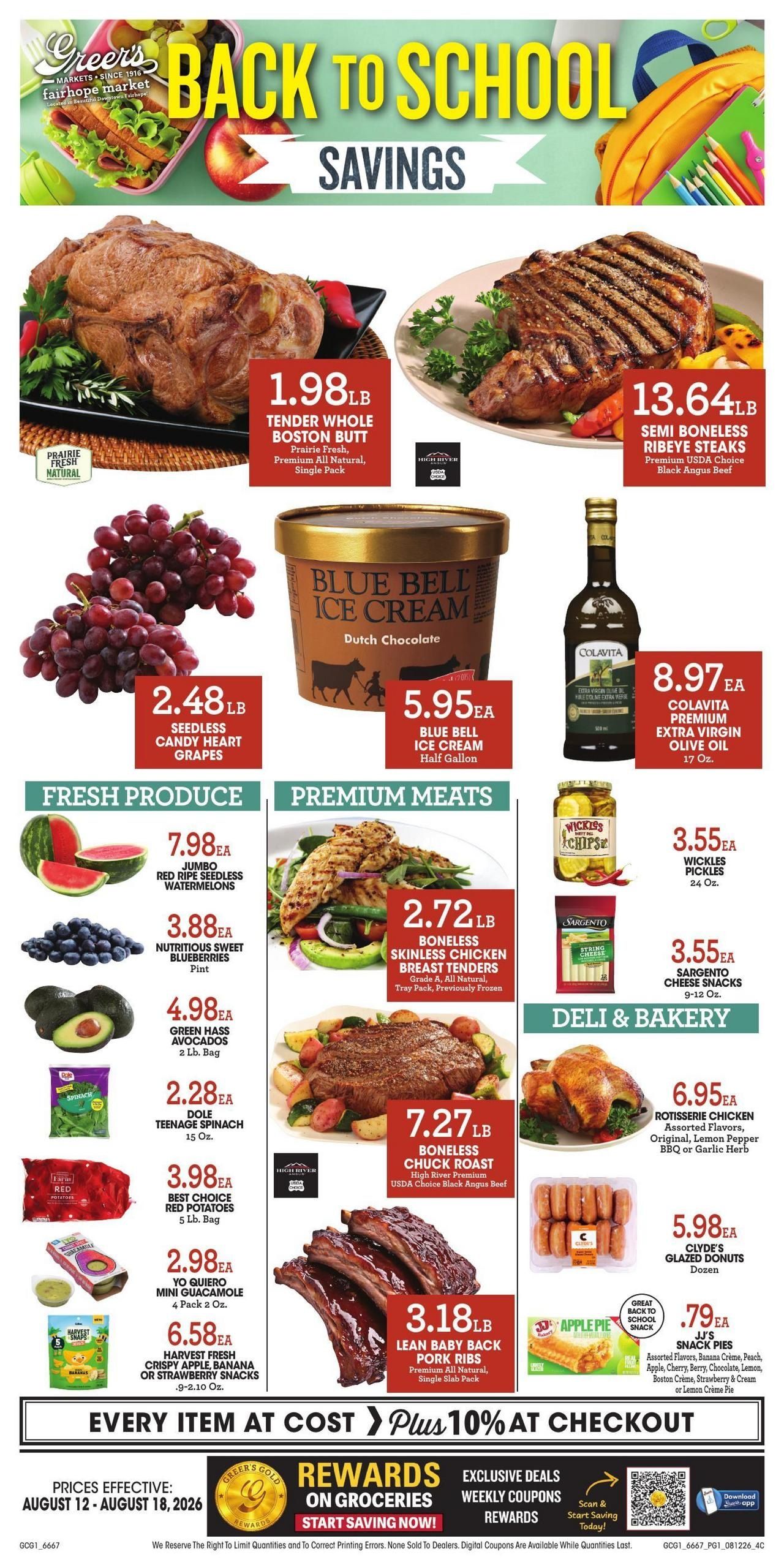 Greer's Cashsaver Weekly Ad August 12 - 18, 2026