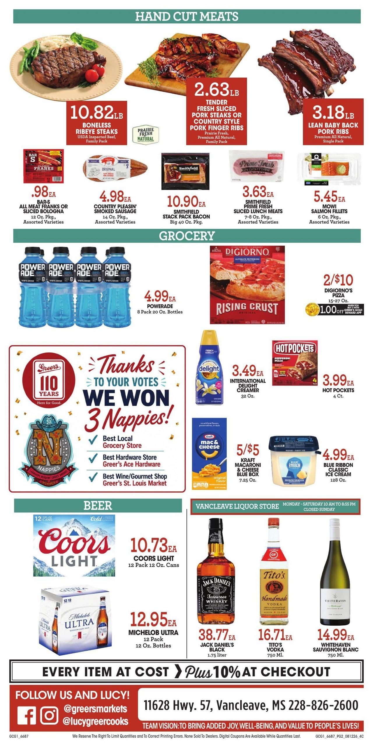 Greer's Cashsaver Weekly Ad August 12 - 18, 2026